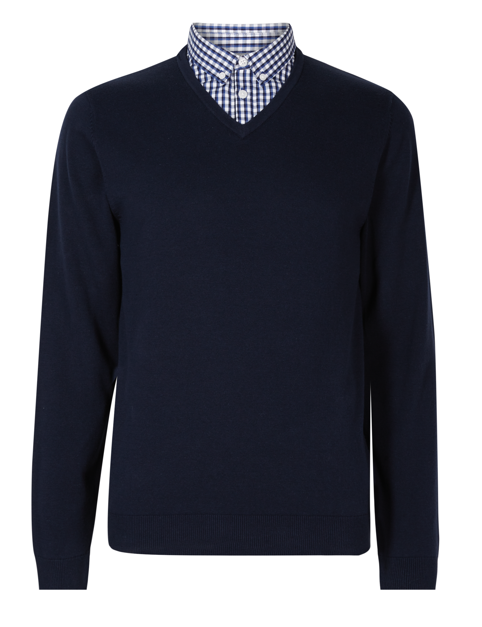 Pure Cotton Mock Shirt Jumper Image 2 of 4