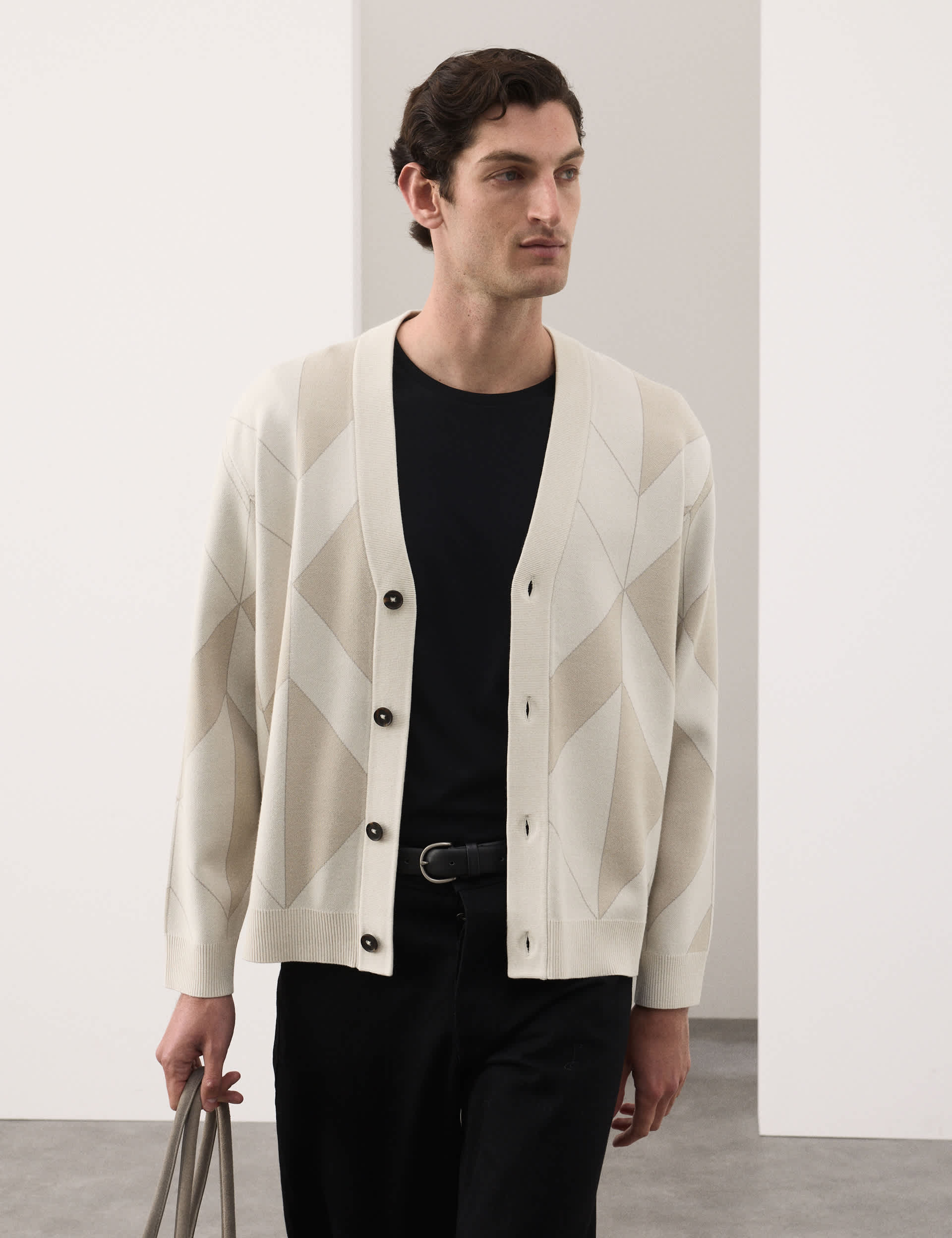 Milano-Knit V-Neck Jacquard Cardigan | Autograph | M&S