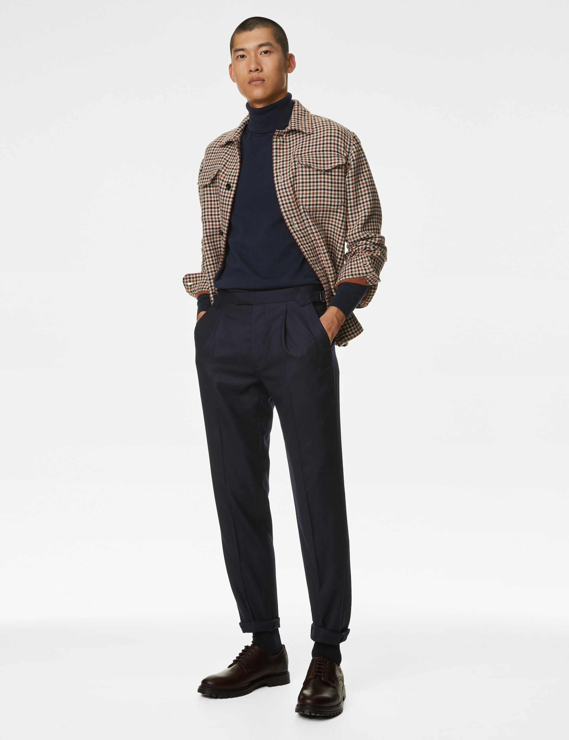 Tailored Fit Pure Wool Flannel Trousers