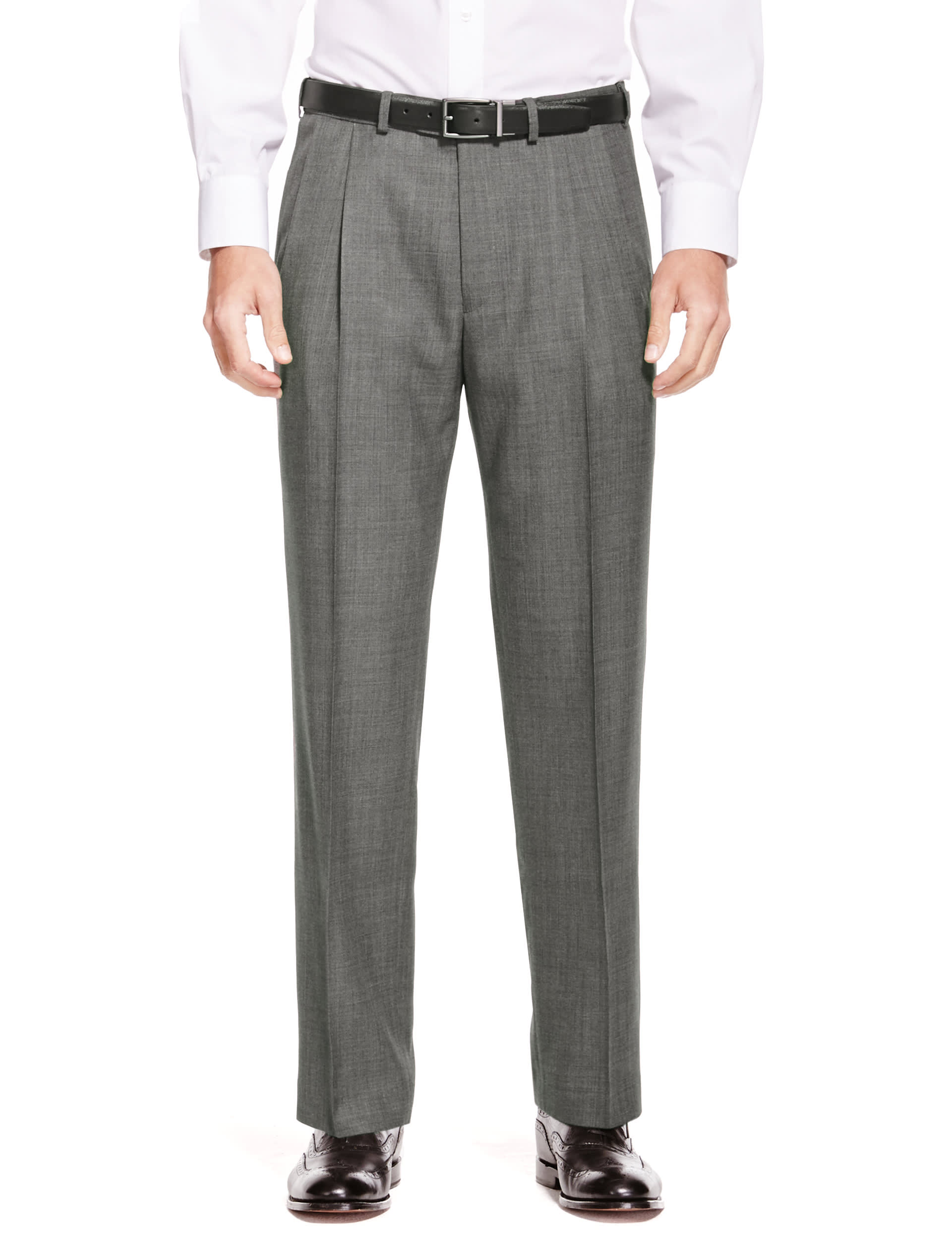 Performance Supercrease™ Twin Pleated Trousers with Wool Image 2 of 5