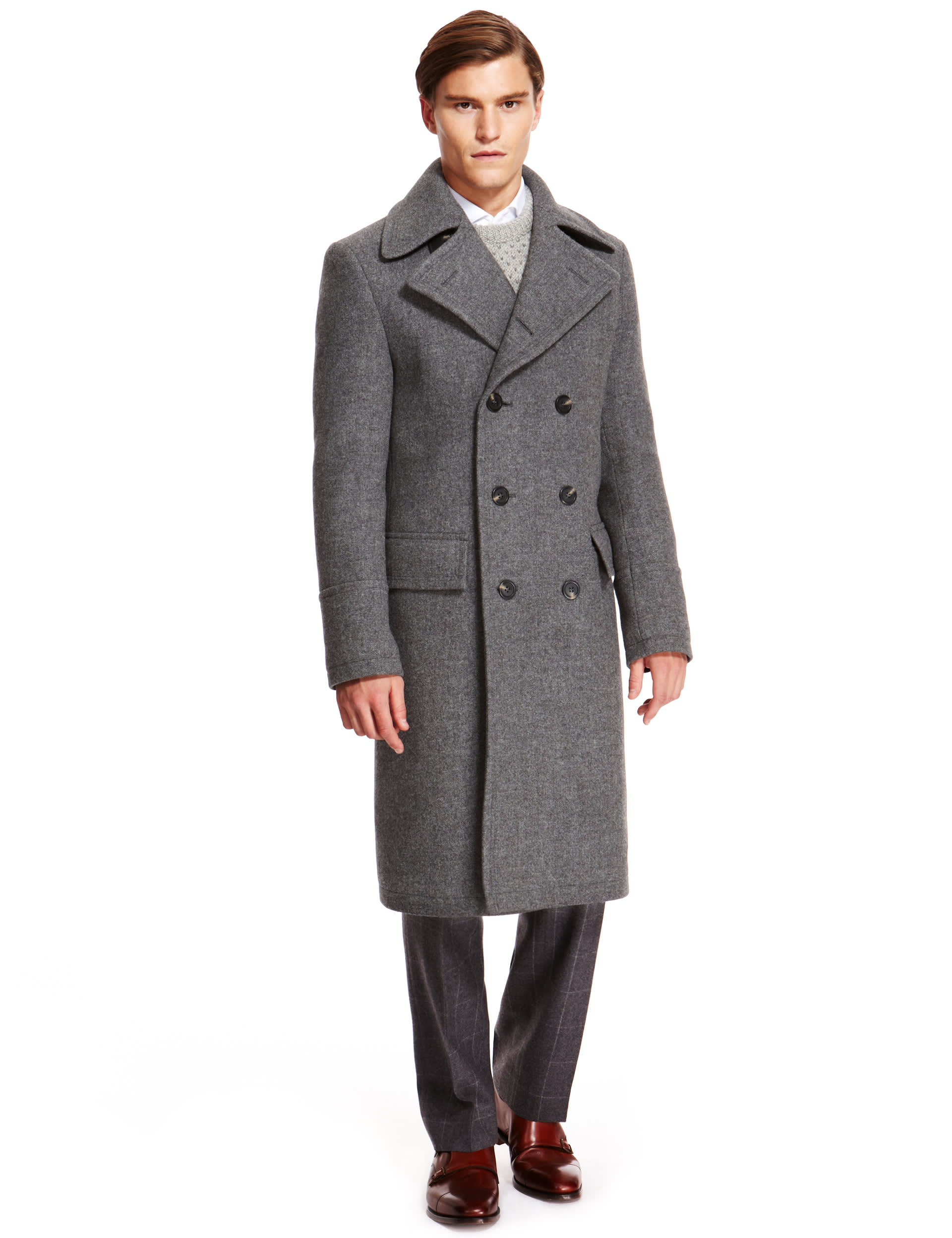 Best of British Pure Wool Double Breasted Trench Coat Image 2 of 8