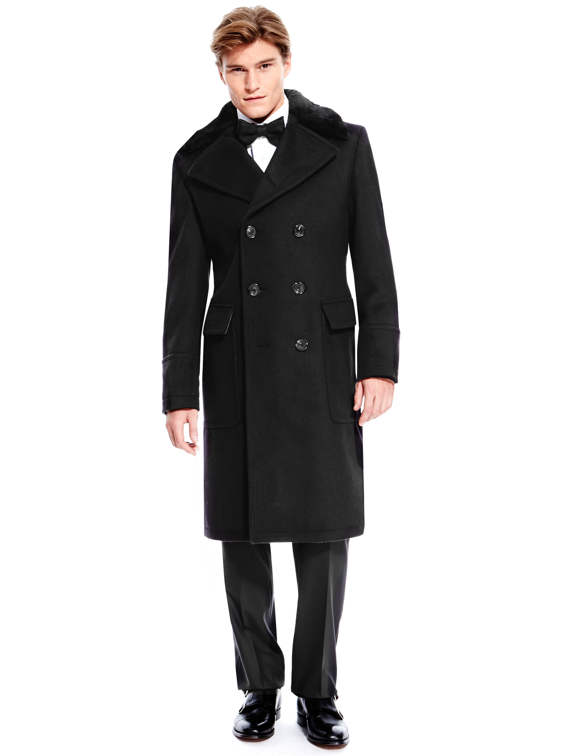 Best of British Pure Wool Tailored Fit Double Breasted Coat Image 2 of 6