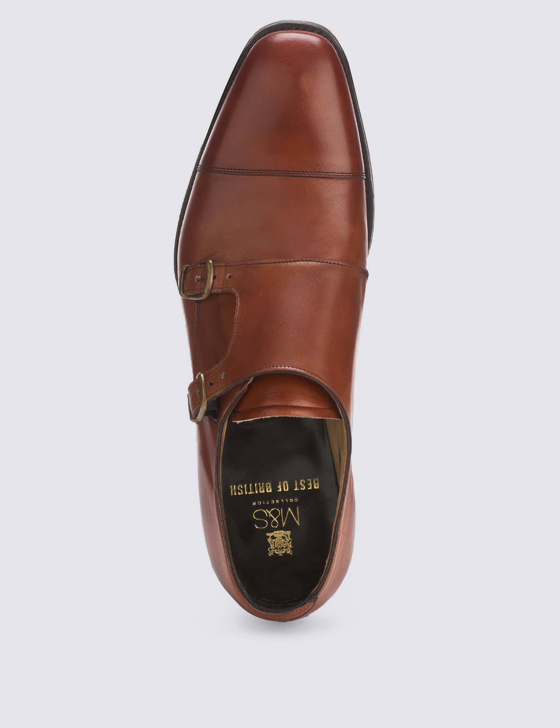 Leather Toe Cap Monk Shoes Image 2 of 3