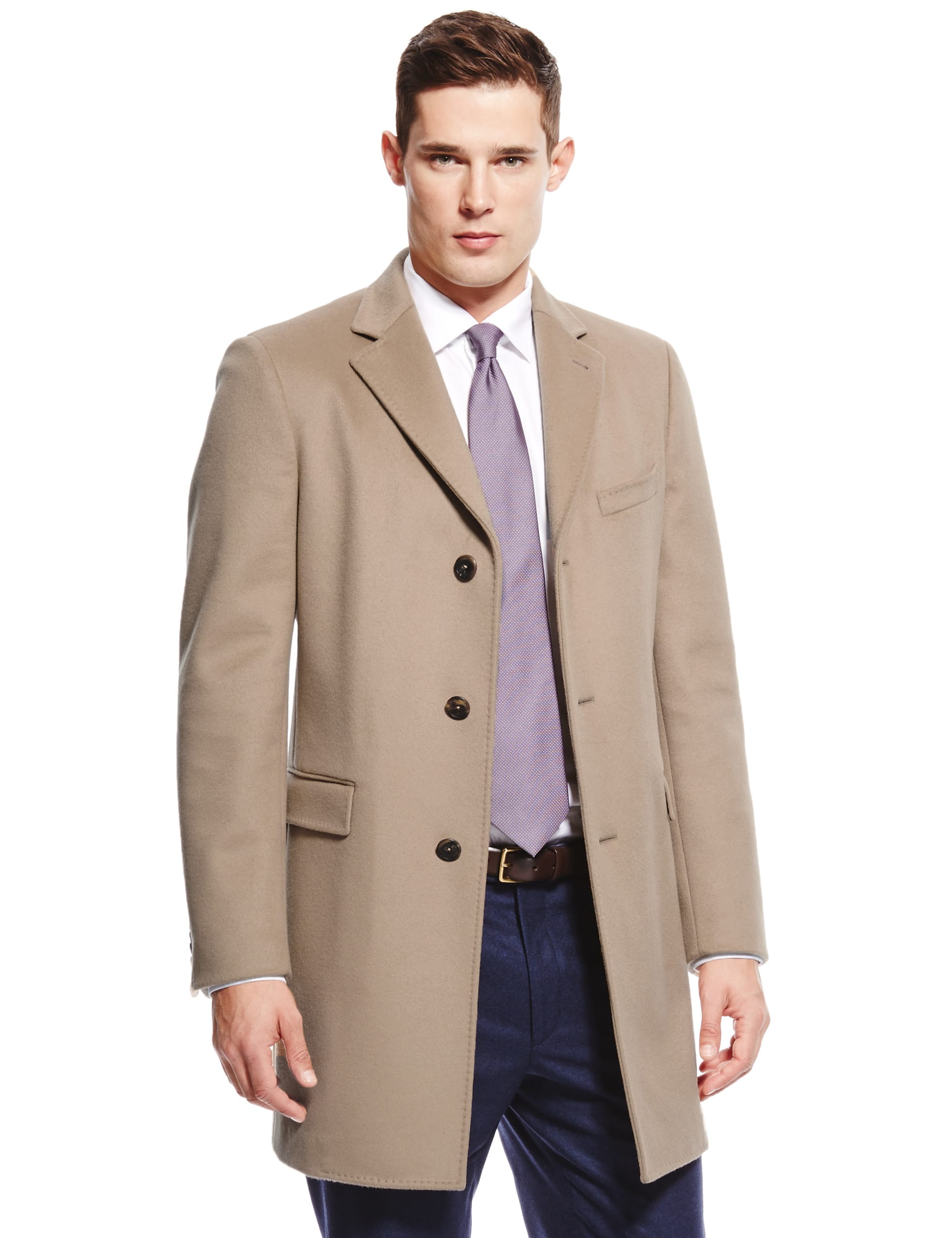 Made in Italy Wool Rich Revere Collar Coat with Cashmere Image 2 of 5