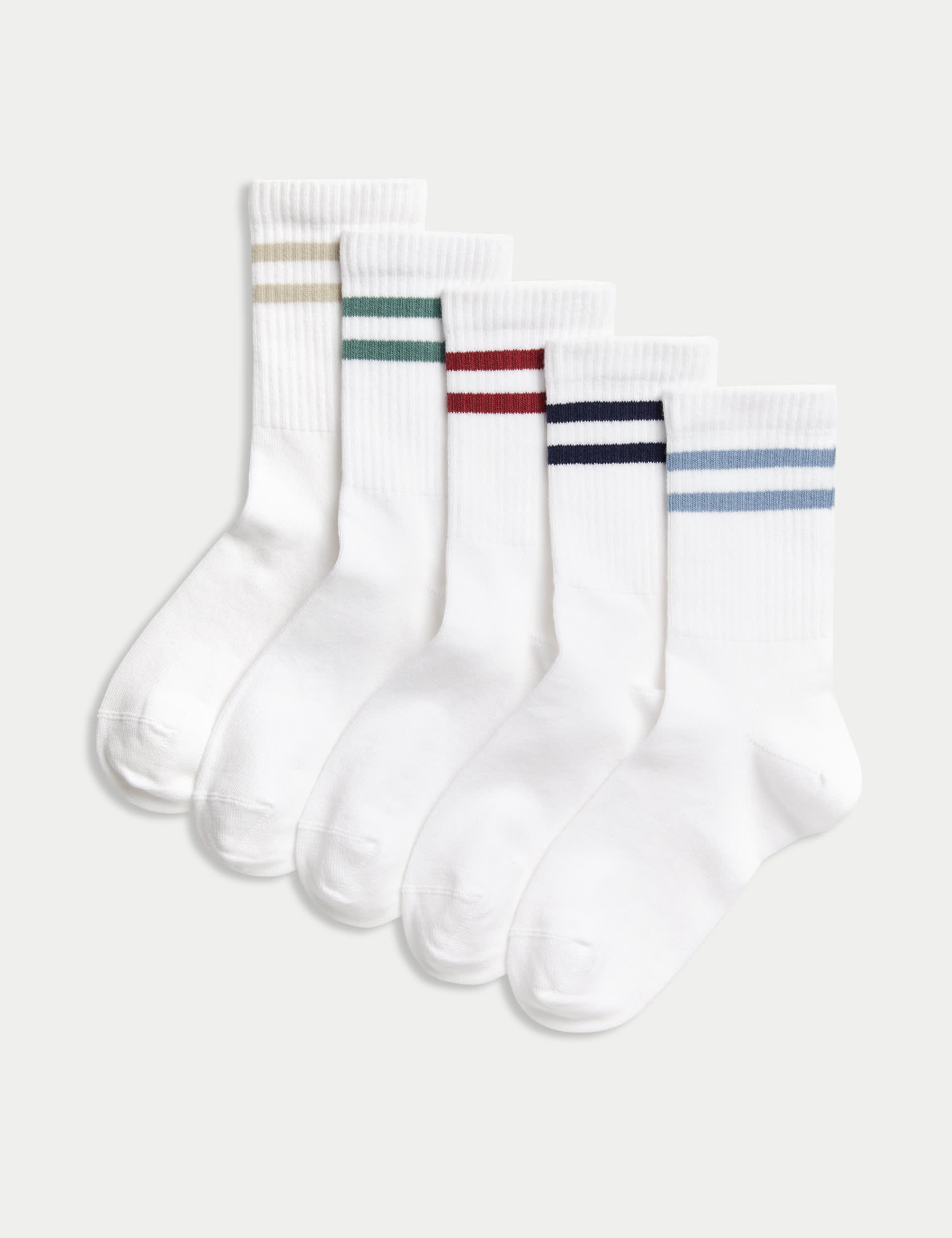 5pk Cotton Rich Ankle Stripe Sport Socks (6 Small - 7 Large)