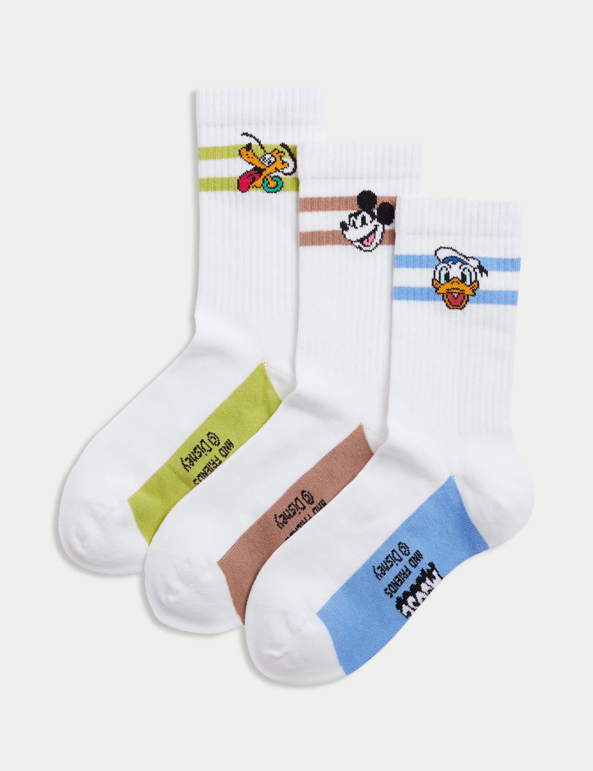 3pk Cotton Rich Disney™ Ribbed Sport Socks (8.5 Small - 7 Large)