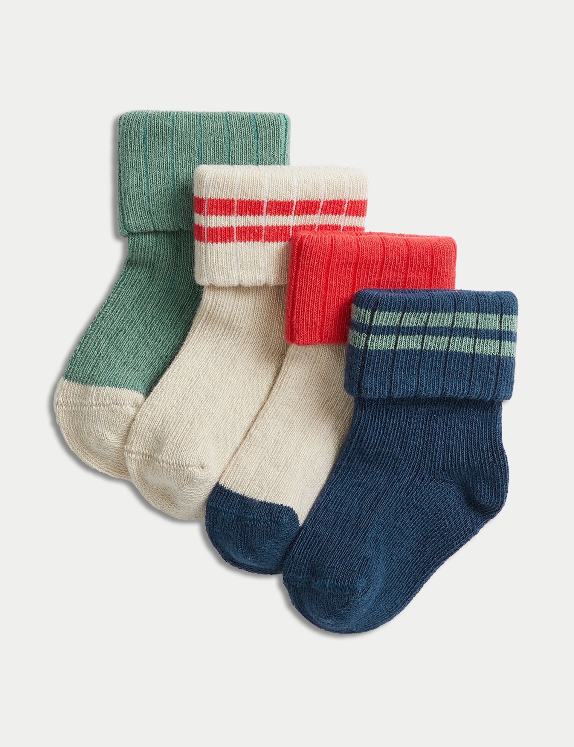 4pk Cotton Rich Striped Baby Socks (0-3 Yrs)