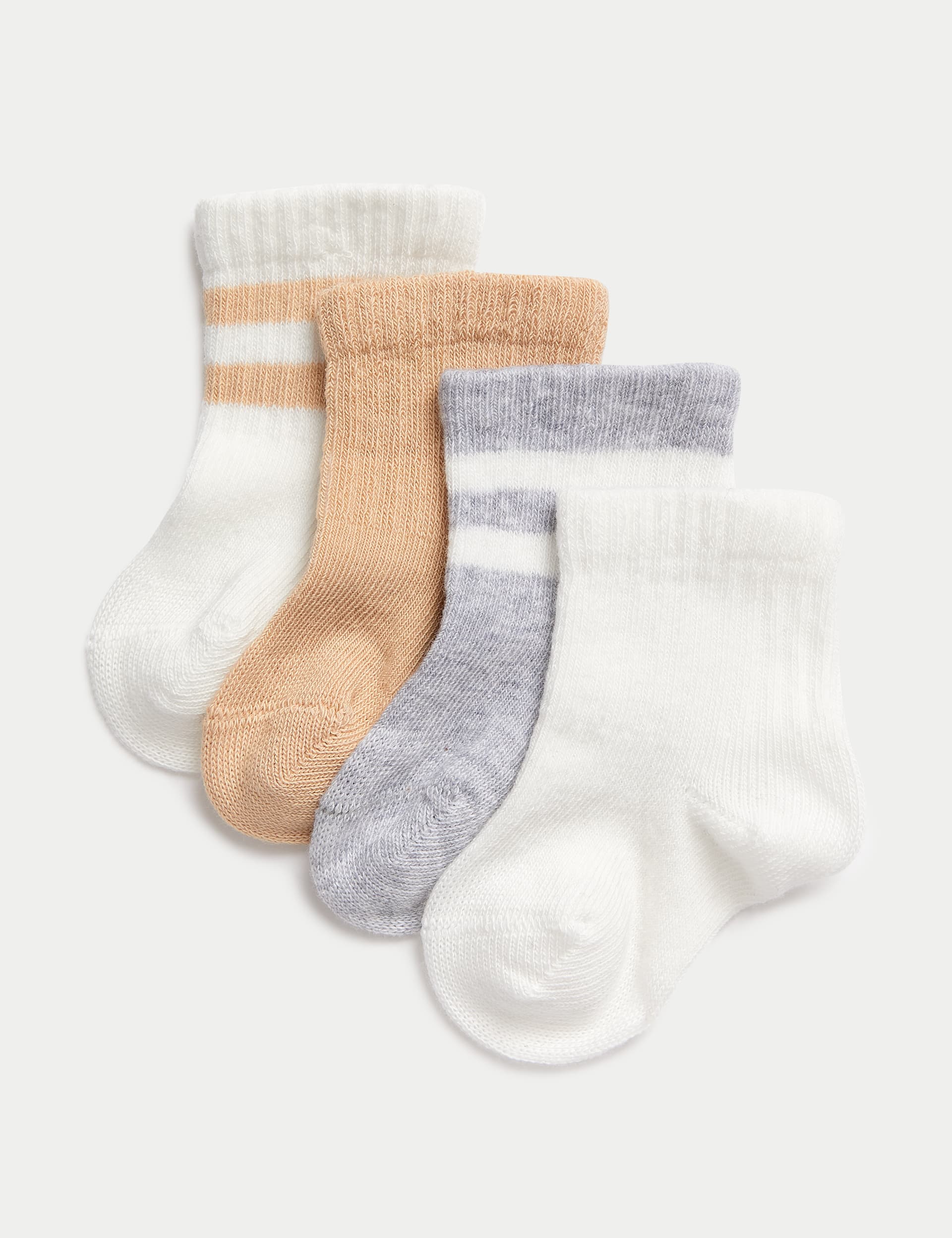4pk Cotton Rich Striped Baby Sport Socks (0-3 Yrs)