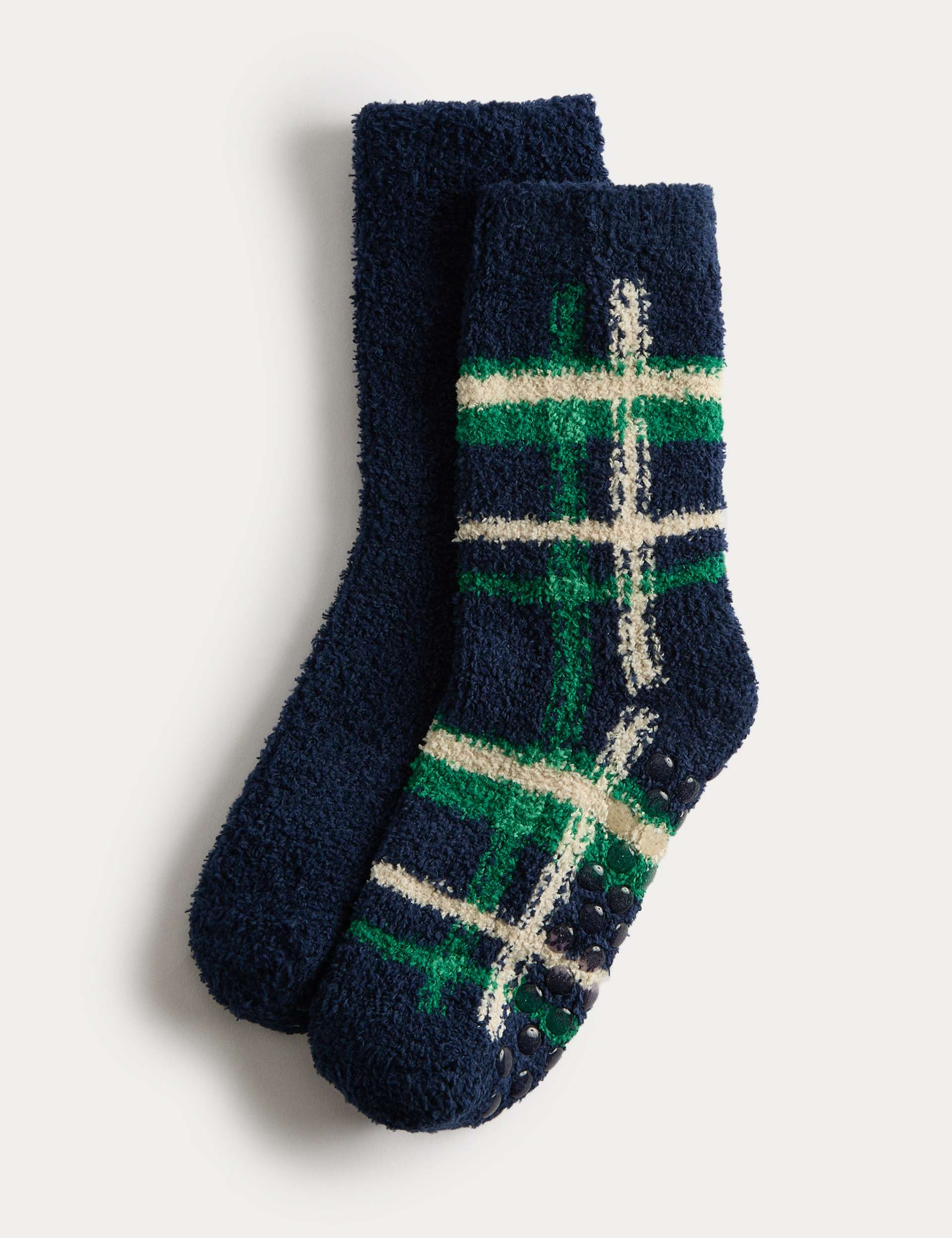 2pk Check Cosy Slipper Socks