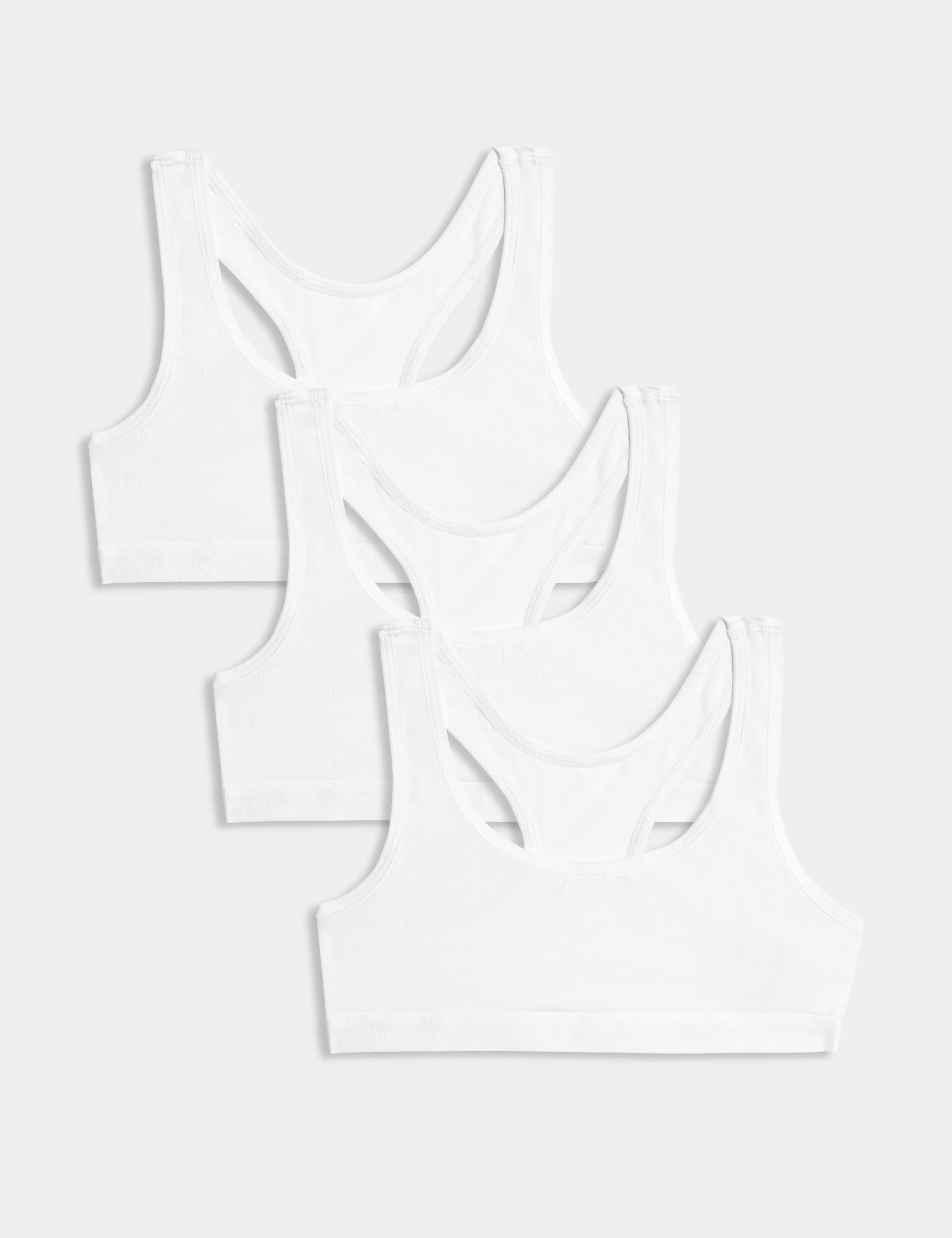 3pk Cotton with Stretch Crop Tops (6-16 Yrs)