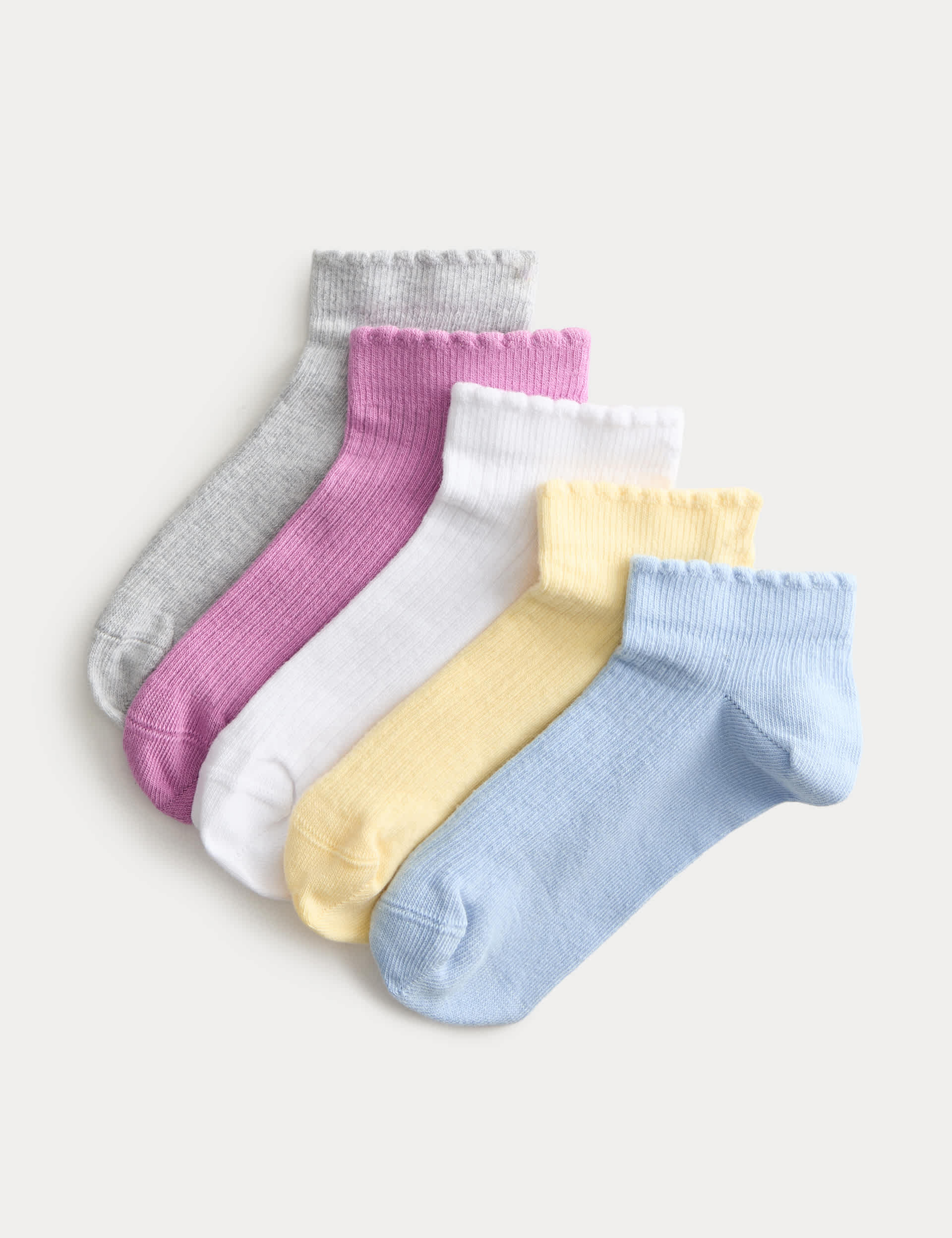 5 Pack Cotton Rich Ribbed Trainer Liners™ (6 Small-7 Large) by M&S
