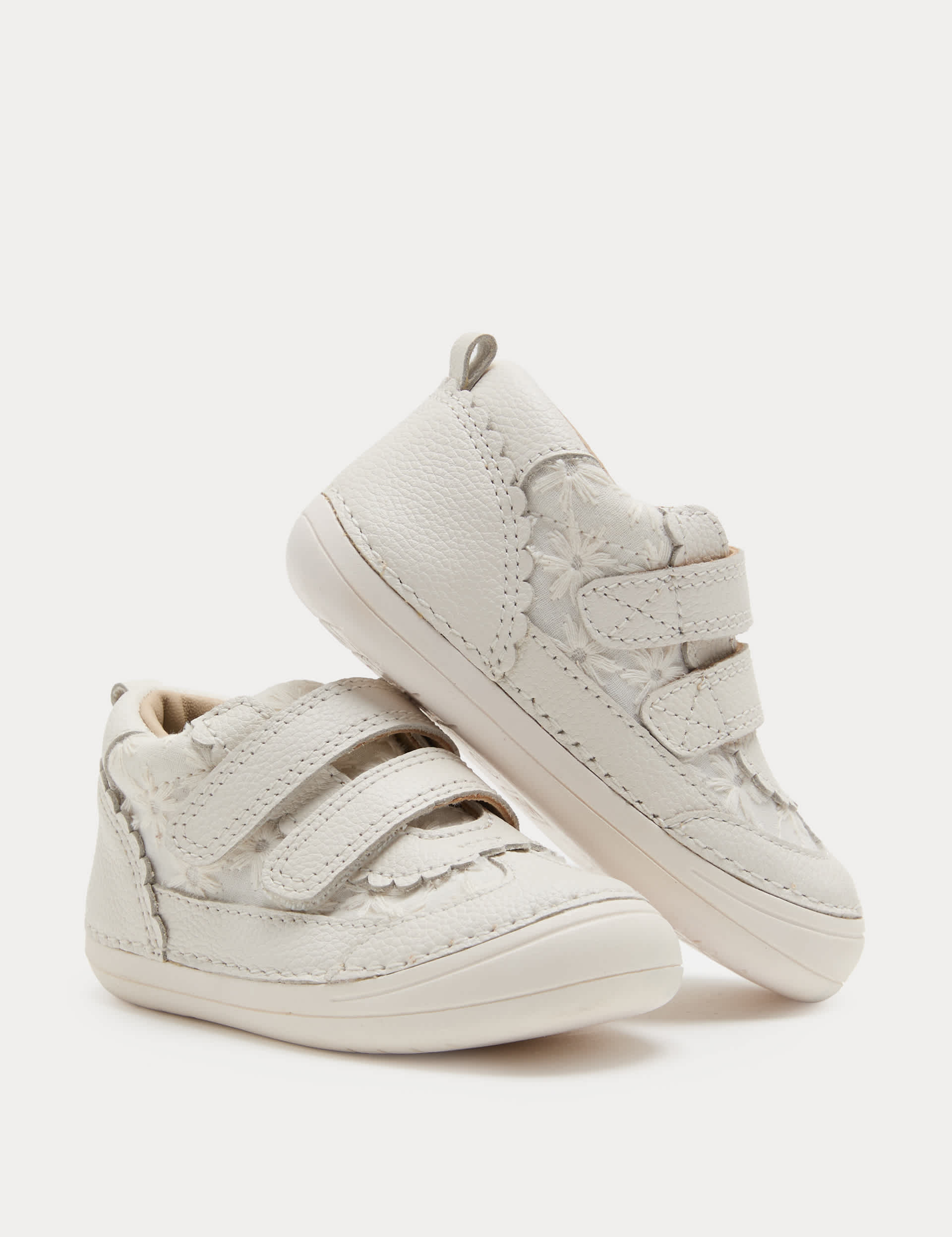 Kids' First Walker Leather Broderie Trainers (2 Small-5 Small) by M&S