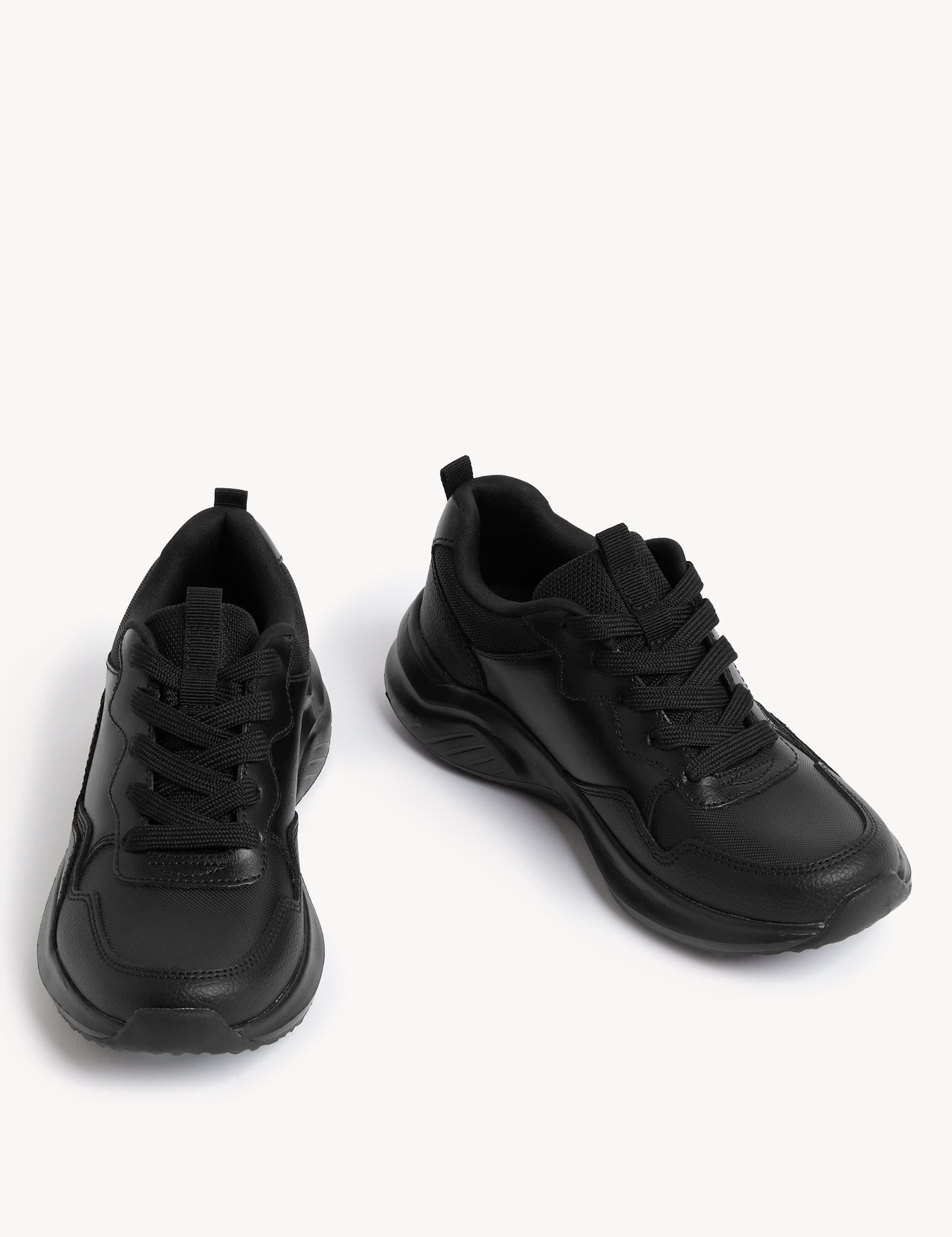 Kids' Leather Lace up School Trainer (2½ Large - 9 Large)