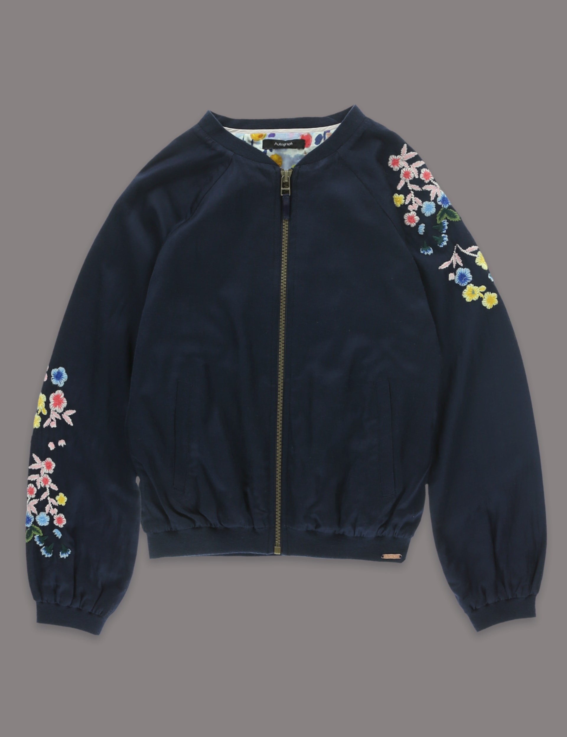 Louise Wilkinson Floral Embroidered Bomber Jacket (5-14 Years) Image 2 of 4