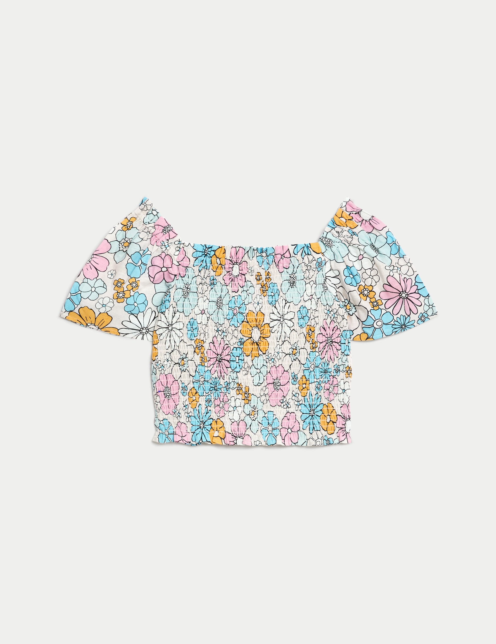 Pure Cotton Heart Shirred Top (6-16 Yrs)