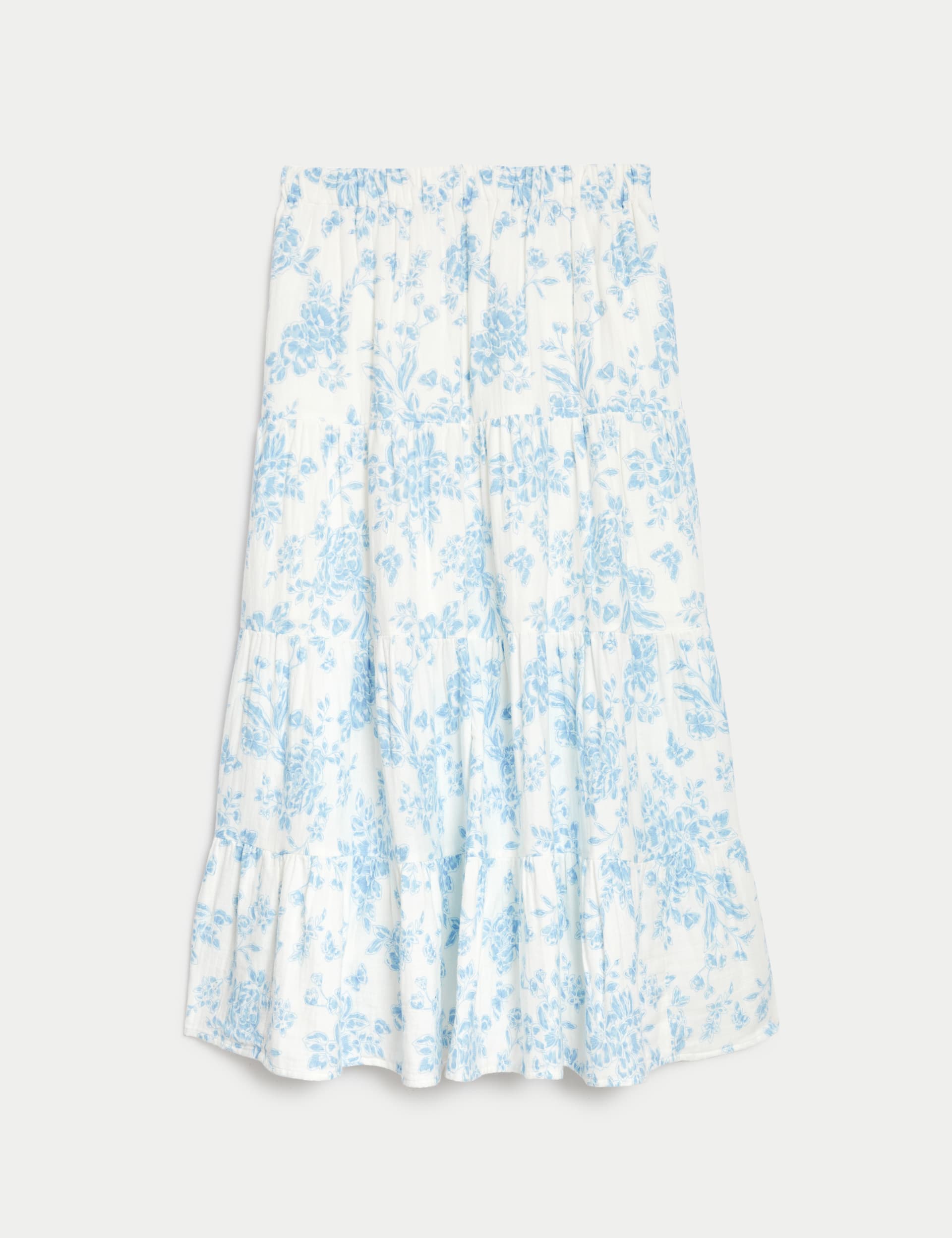 Pure Cotton Floral Tiered Skirt (6-16 Yrs)