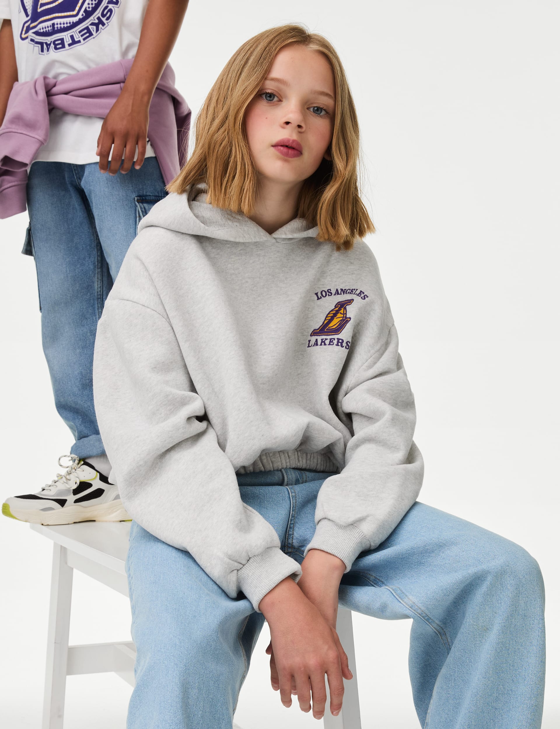 NBA LA Lakers Cropped Hoodie (6-16 Yrs) | M&S Collection | M&S