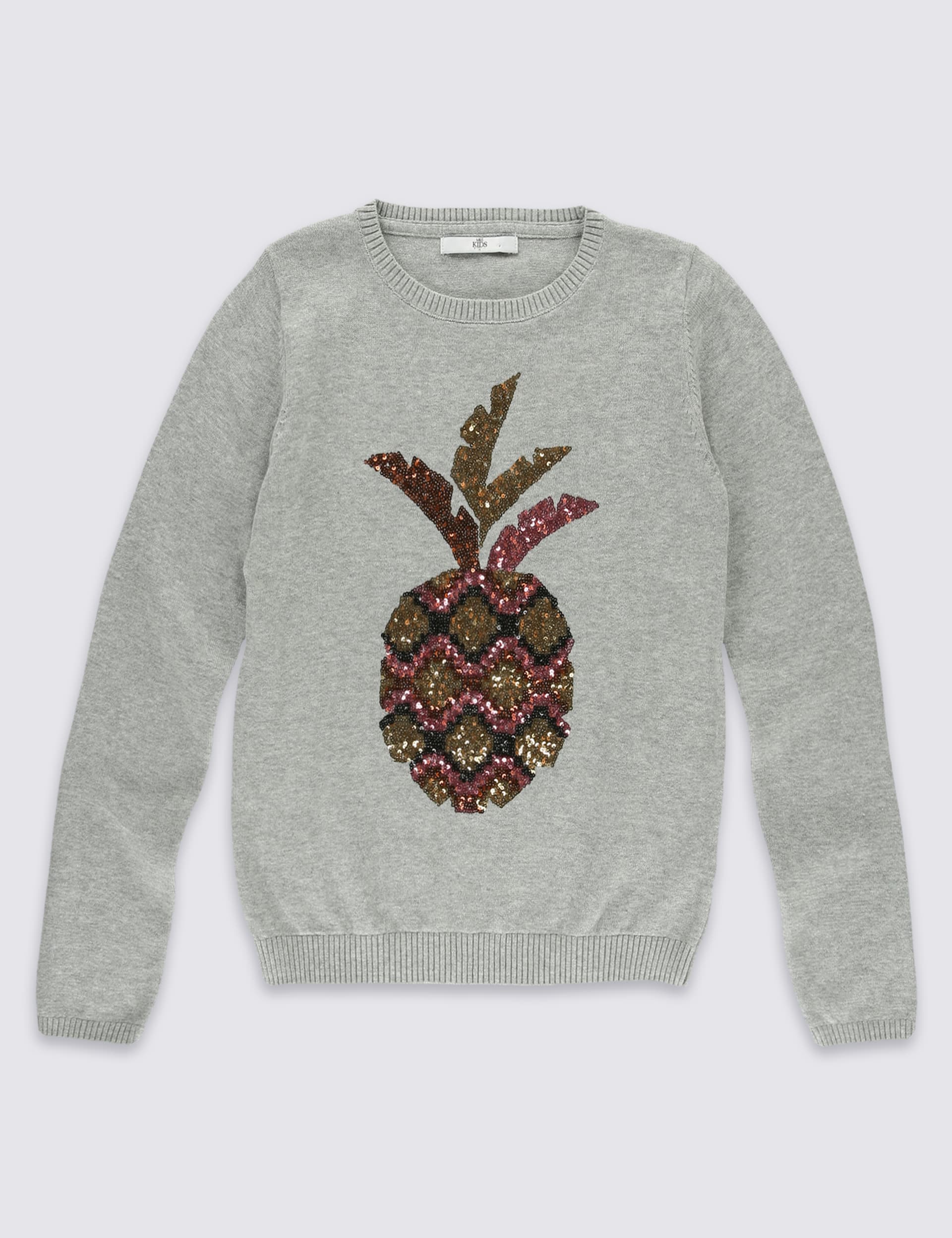 Pure Cotton Pineapple Jumper (3-14 Years) Image 2 of 5