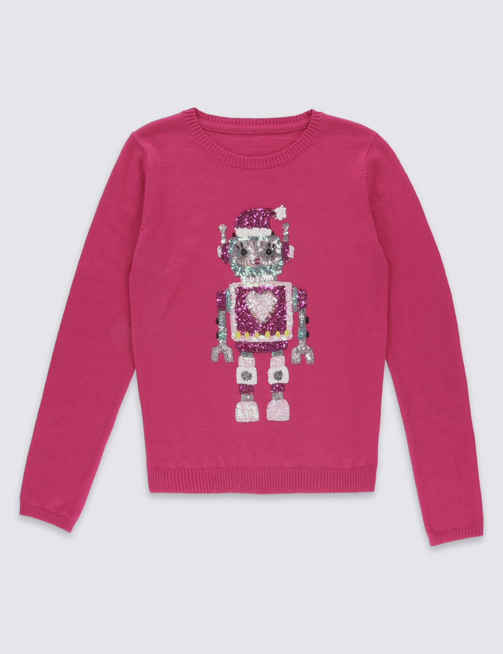 Long Sleeve Robot Jumper with Wool (5-14 Years) Image 2 of 6