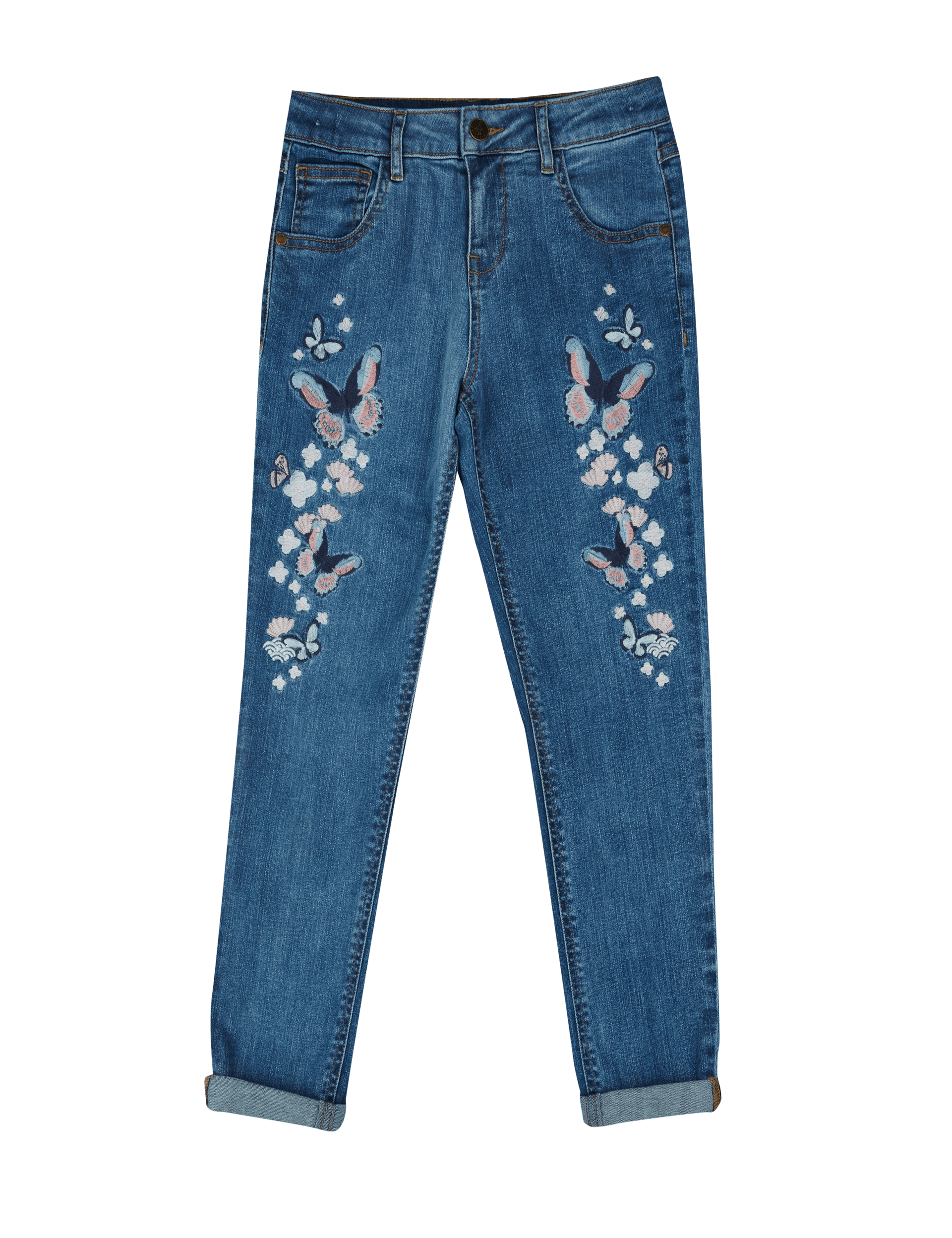 Cotton Butterfly Applique Jeans with Stretch (3-14 Years) Image 2 of 5