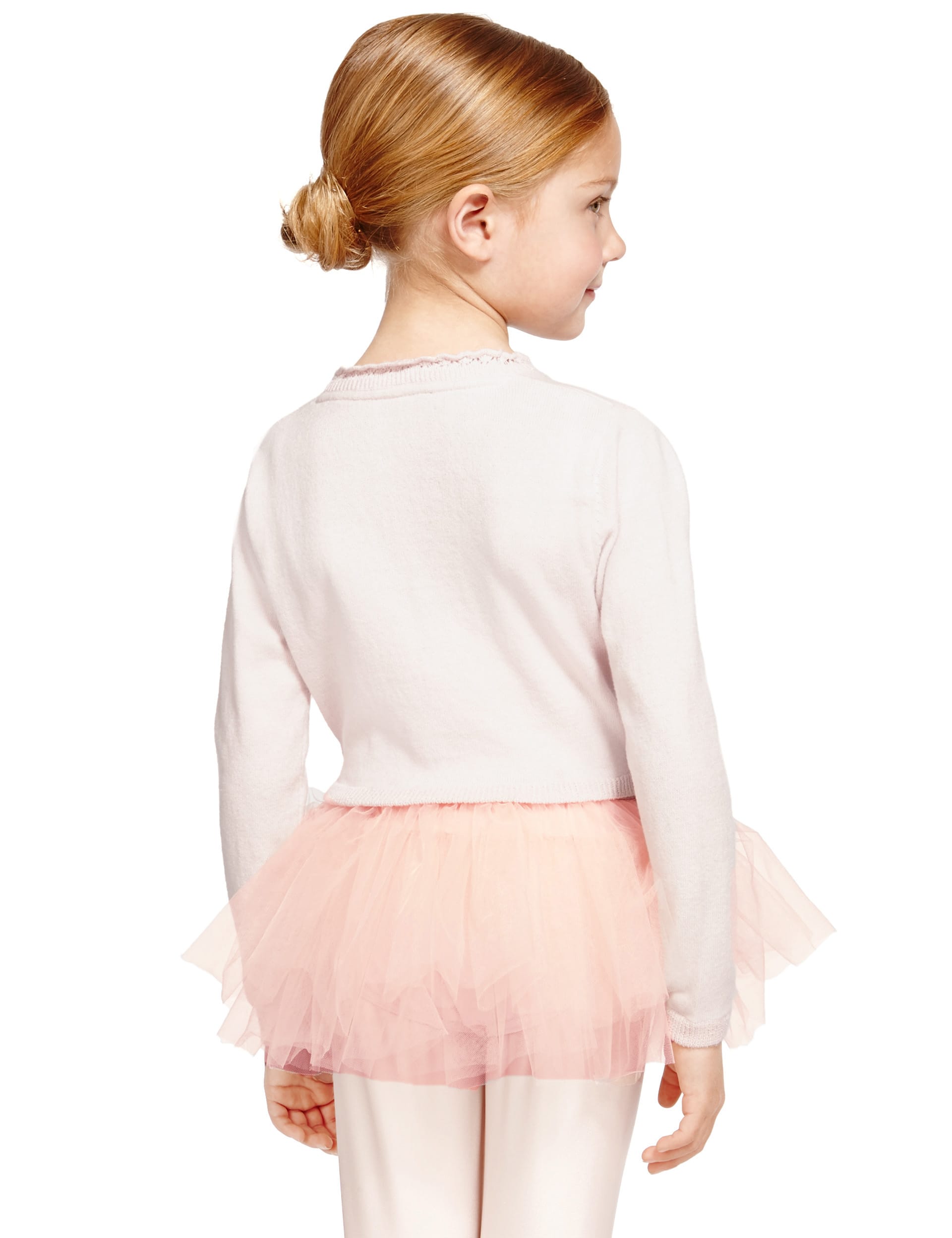 Girls' Cotton Rich Ballet Wrap Cardigan Image 2 of 5