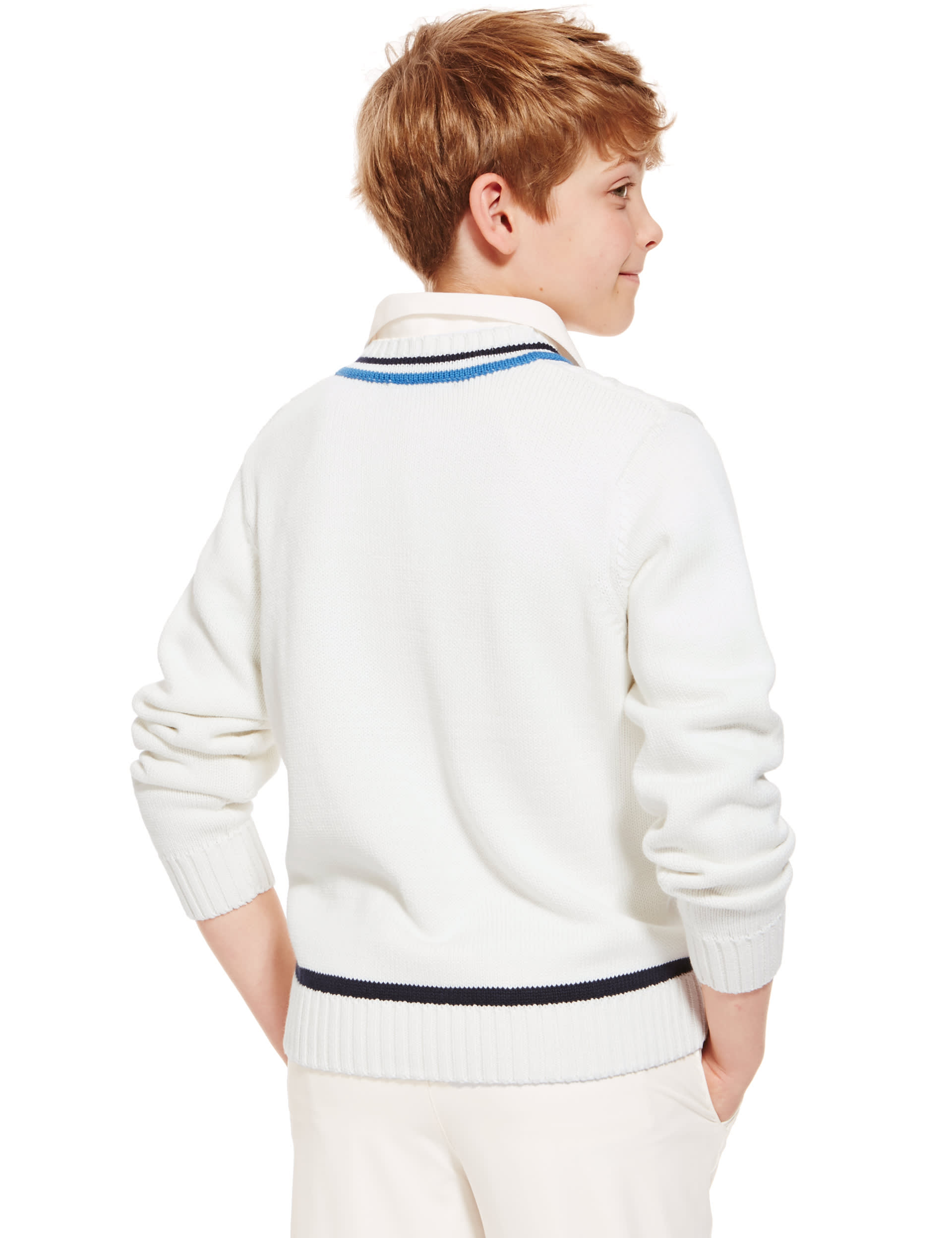 Boys' Cotton Rich Cricket Jumper with StayNEW™ (Older Boys) Image 2 of 5