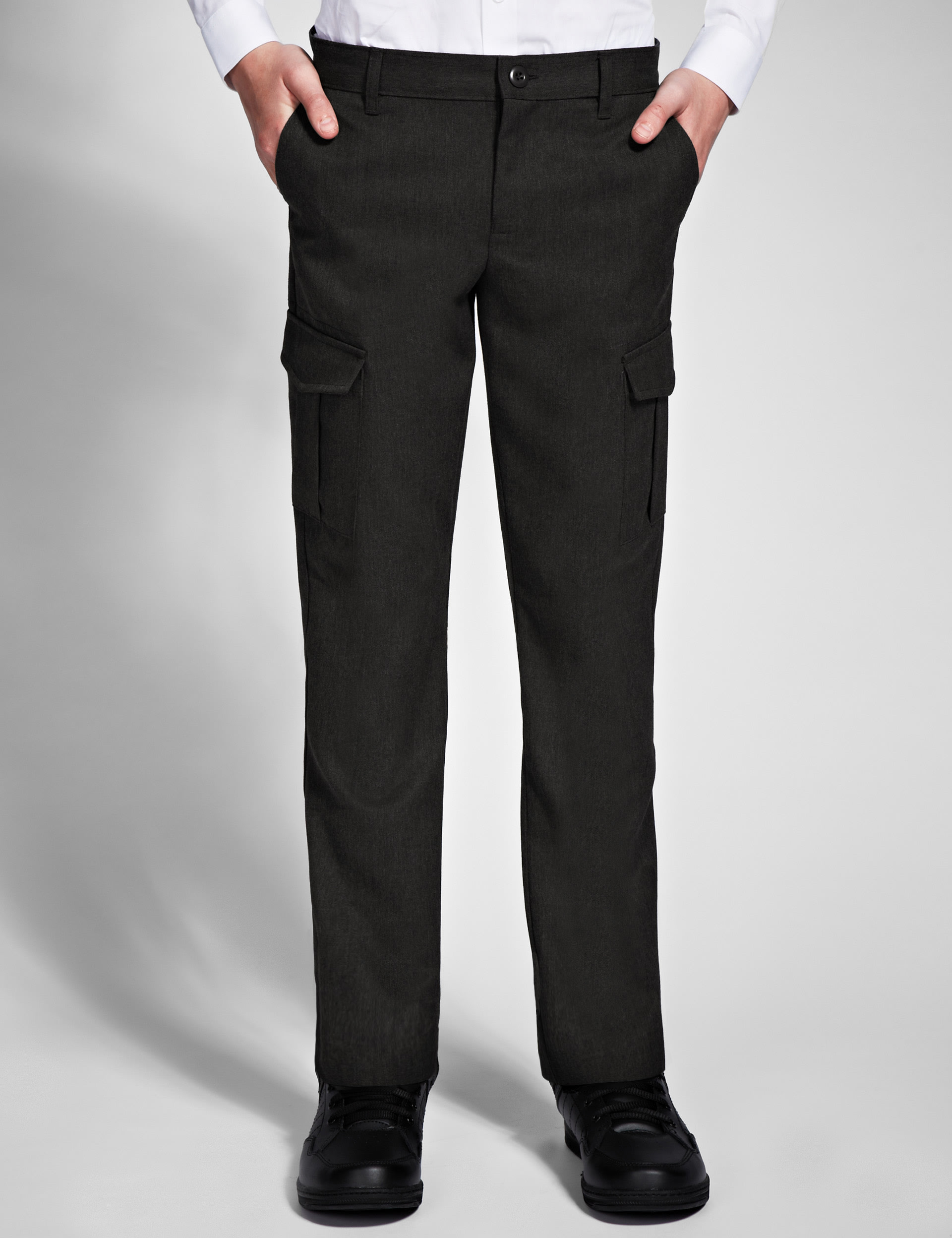 Boys' Crease Resistant Adjustable Waist Skinny Cargo Trousers with Stormwear™ Image 2 of 5