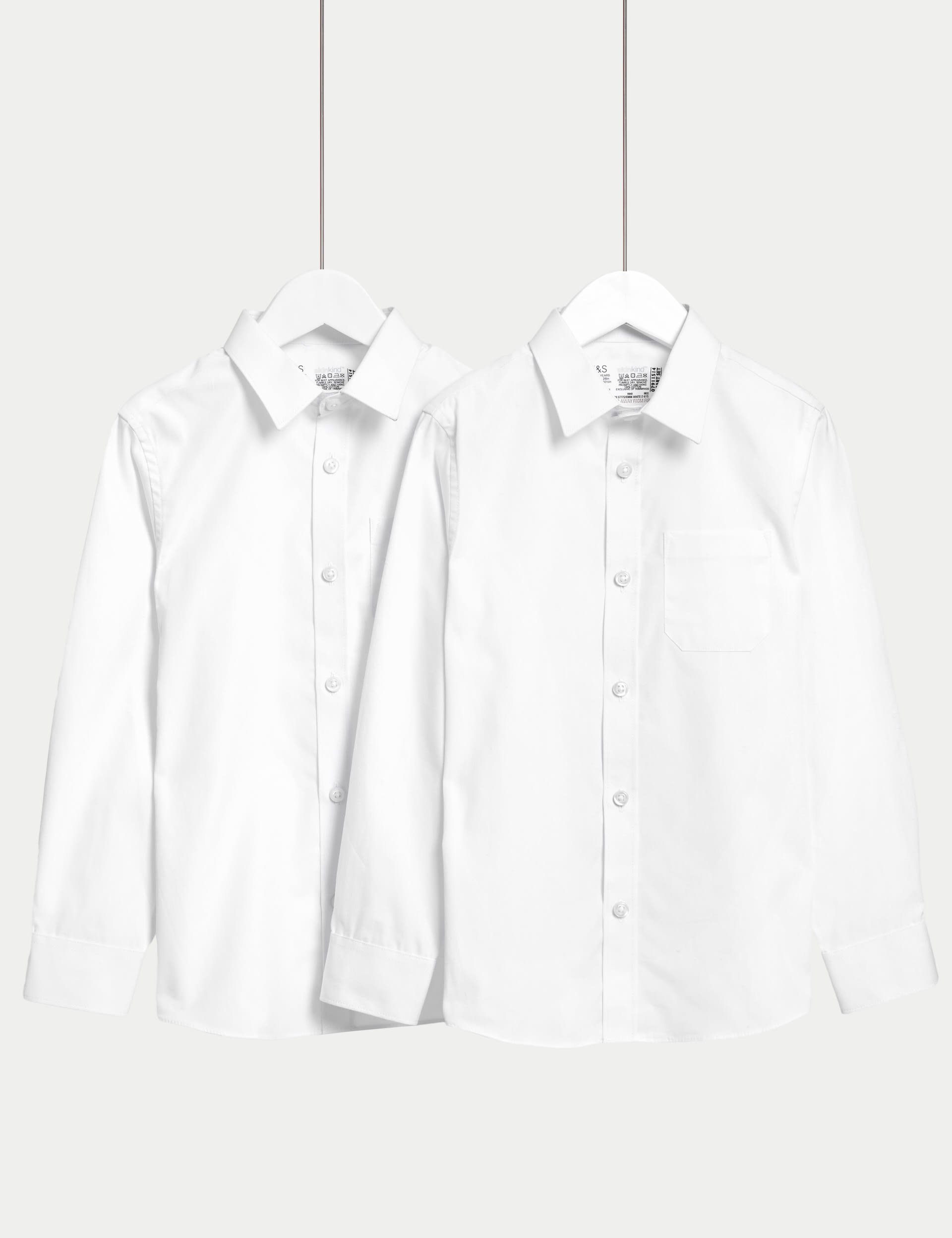 2pk Boys' Regular Fit Cotton School Shirts (2-18 Yrs)