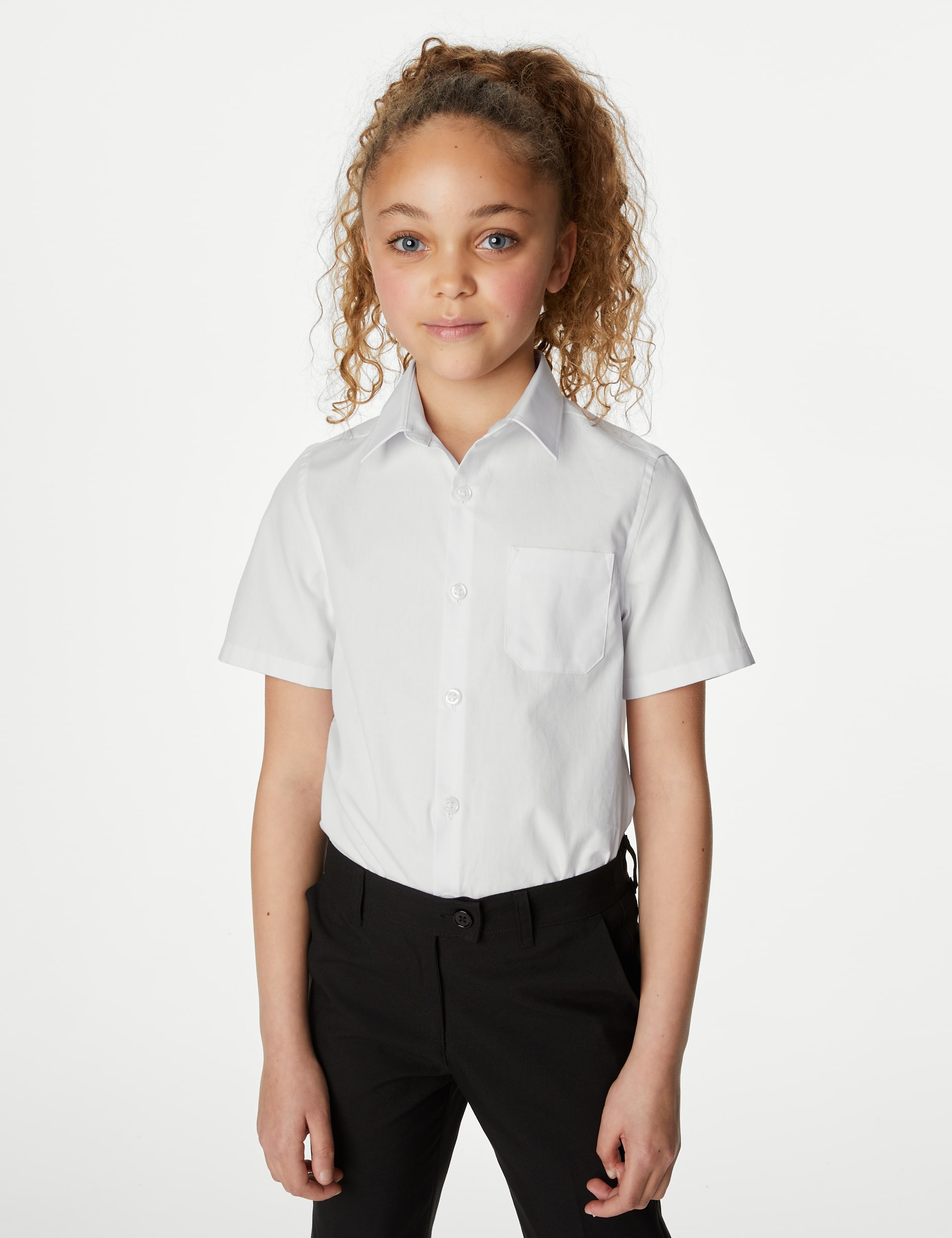 2pk Girls’ Slim Fit Cotton School Shirts (2-18 Yrs)