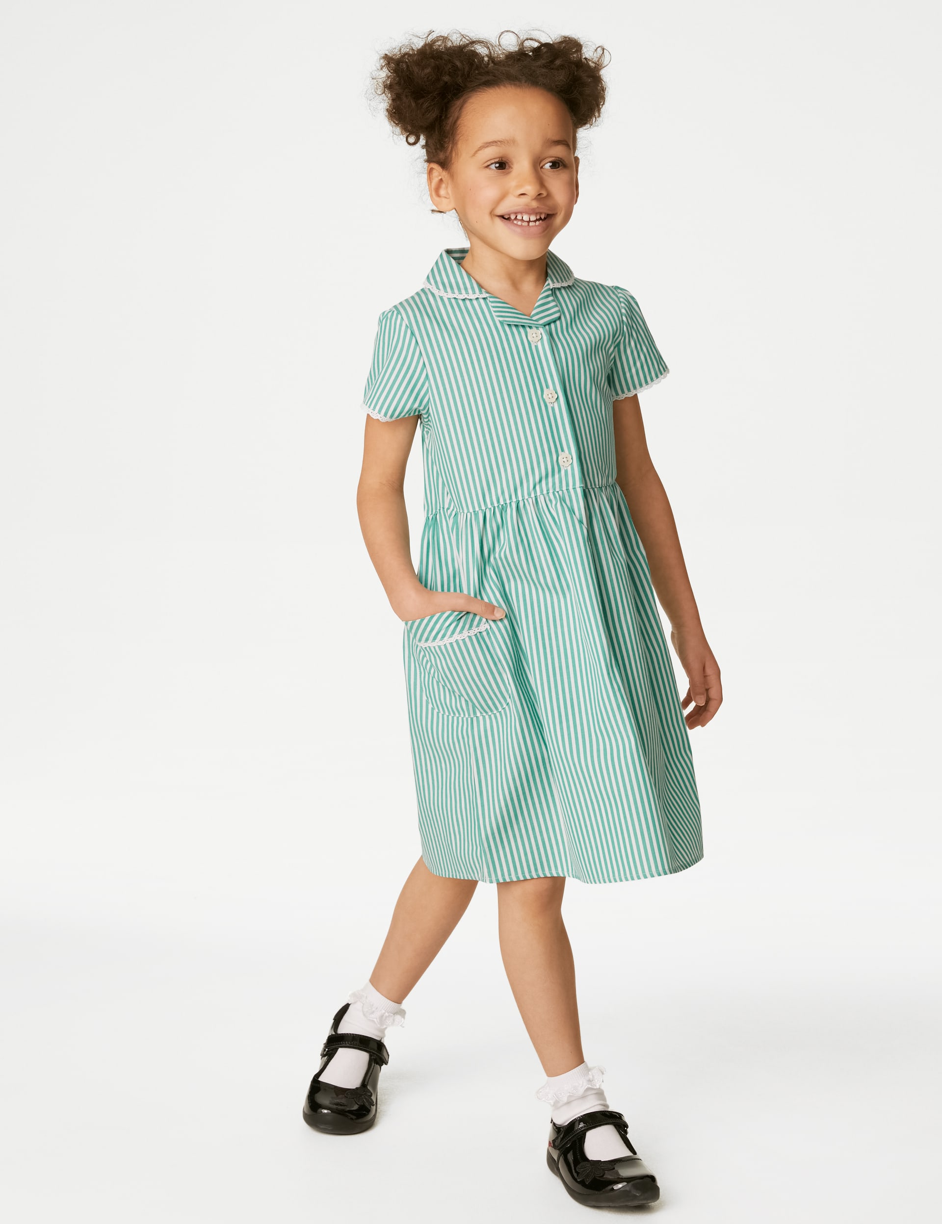 Girls' Pure Cotton Striped School Dress (2-14 Yrs)