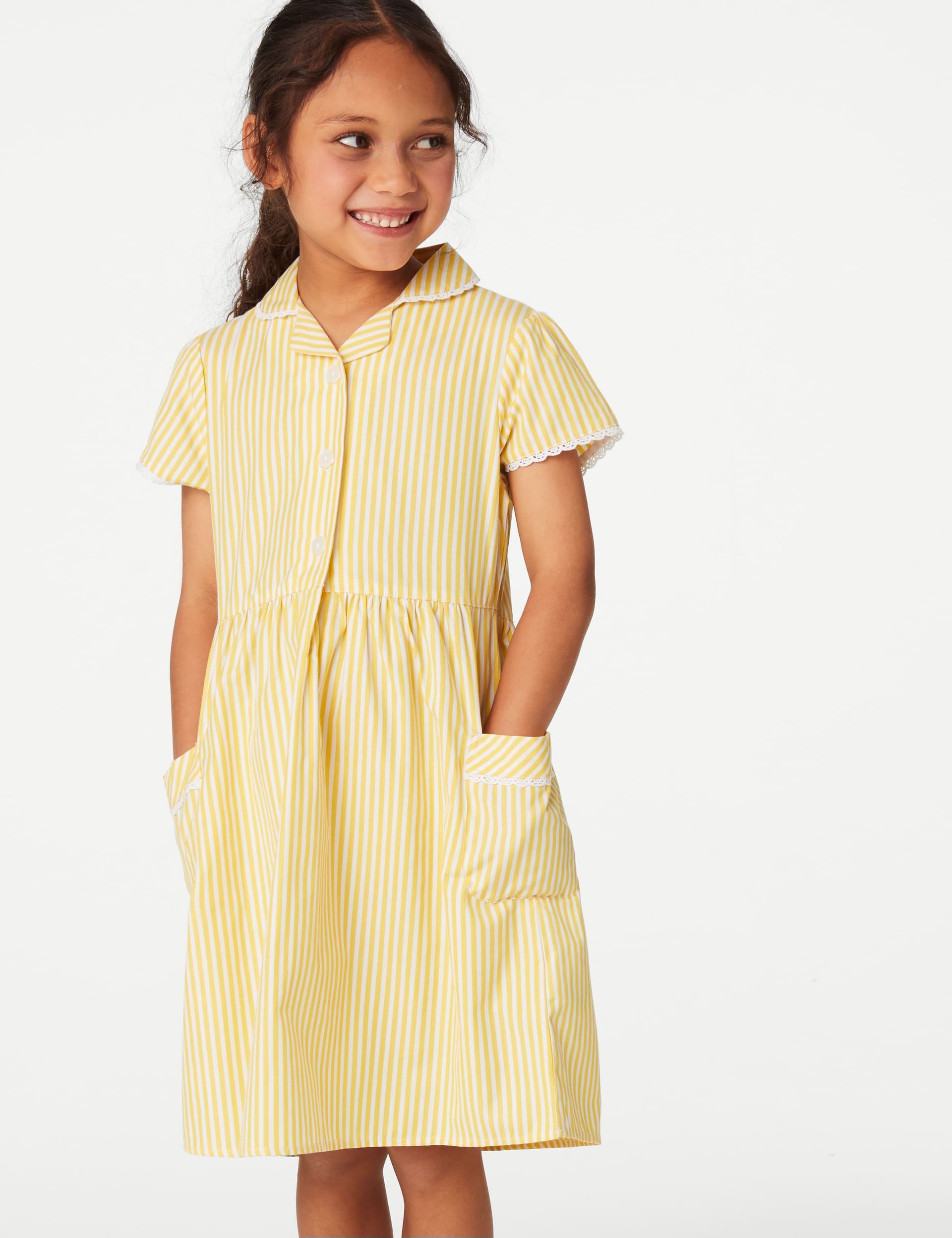 Girls' Pure Cotton Striped School Dress (2-14 Yrs)