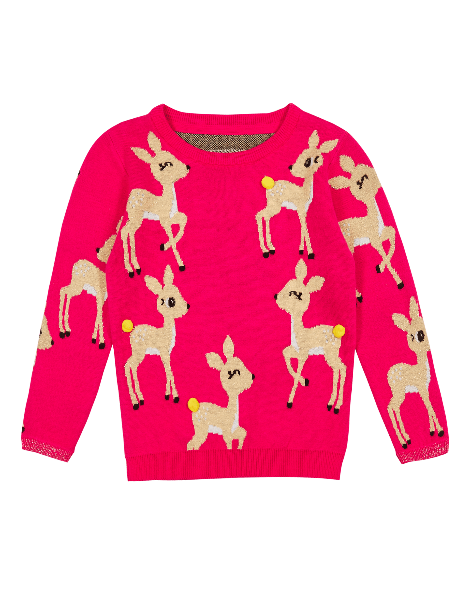 Cotton Rich All Over Deer Print Christmas Jumper (3 Months - 6 Years) Image 2 of 7