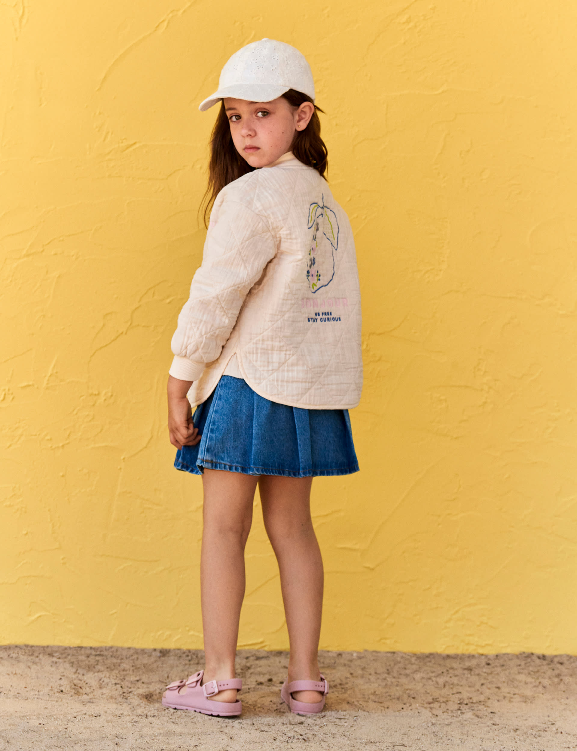 Pure Cotton Quilted Embroidered Jacket (2-8 Yrs)