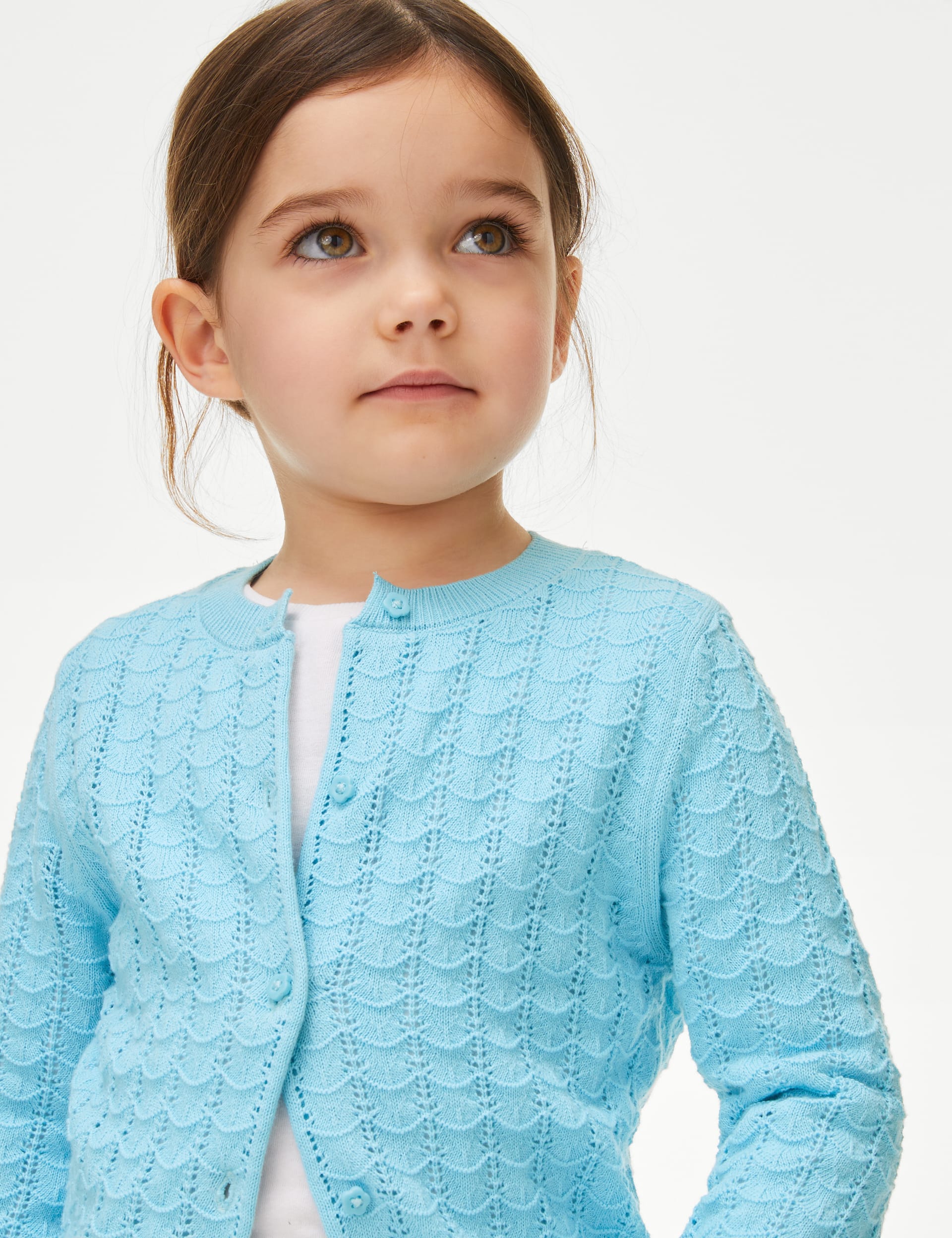 Pure Cotton Pointelle Cardigan (2-8 Yrs)