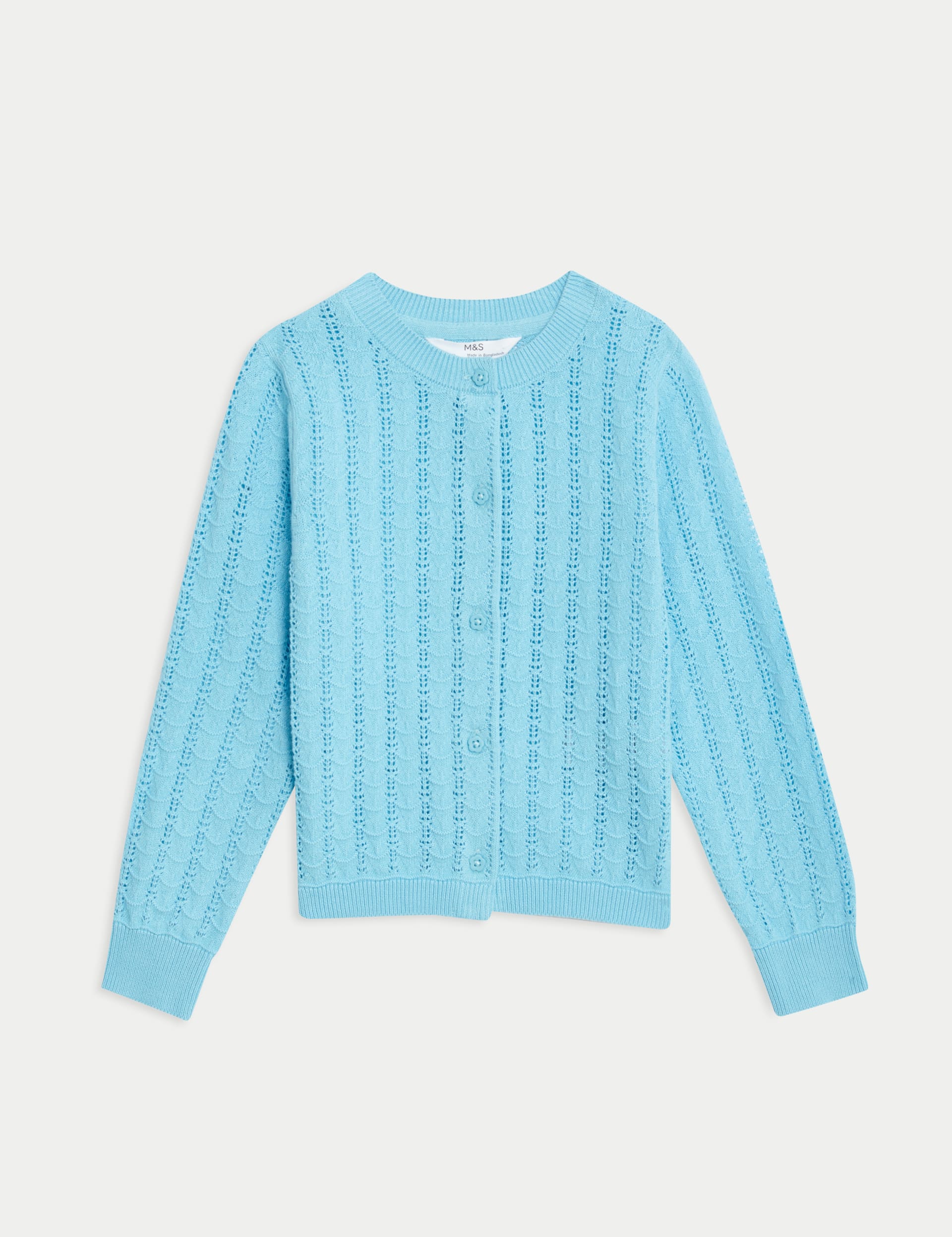 Pure Cotton Pointelle Cardigan (2-8 Yrs)