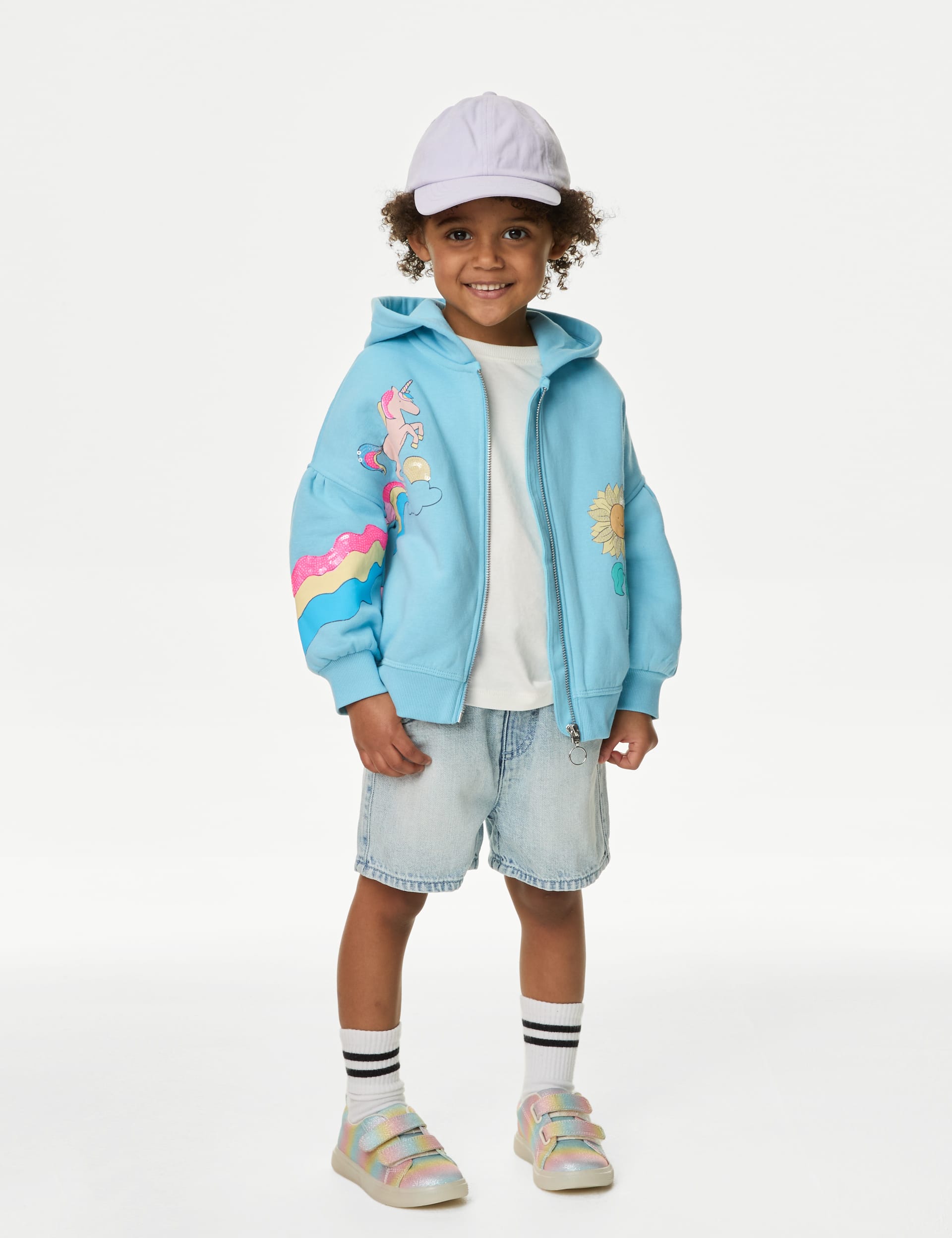 Cotton Rich Printed Zip Through Hoodie
 (2-8 Yrs)