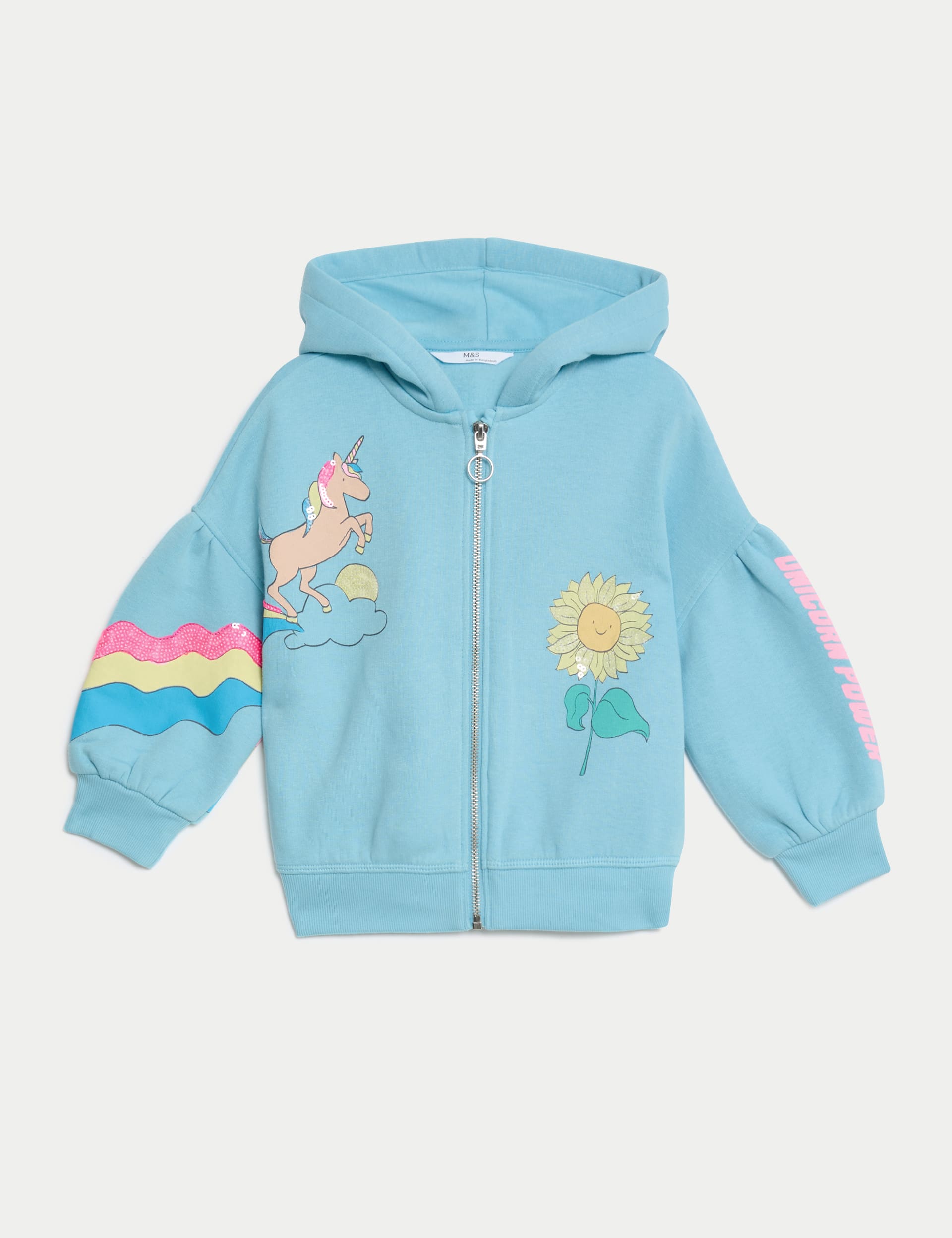 Cotton Rich Printed Zip Through Hoodie
 (2-8 Yrs)