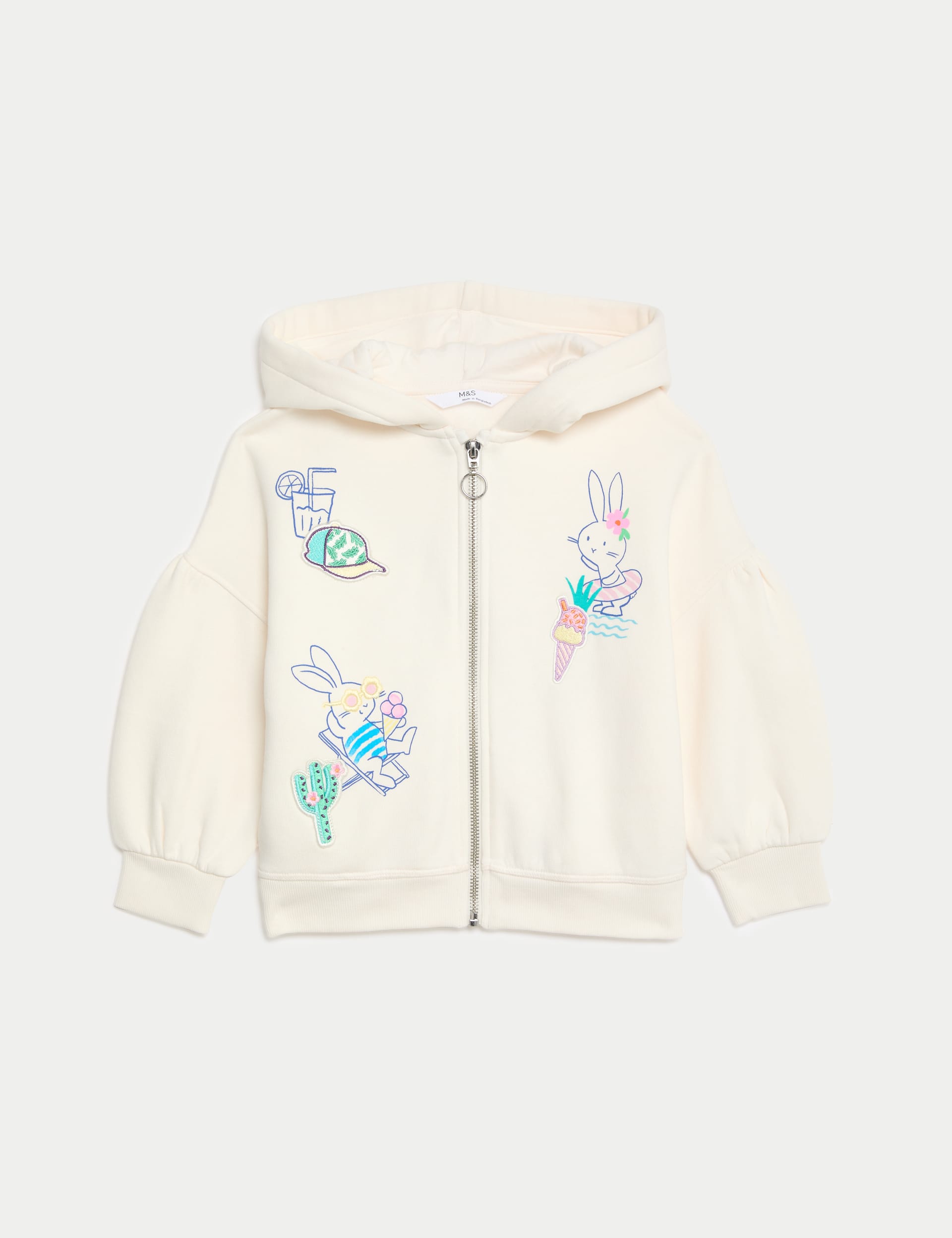 Cotton Rich Printed Zip Through Hoodie
 (2-8 Yrs)