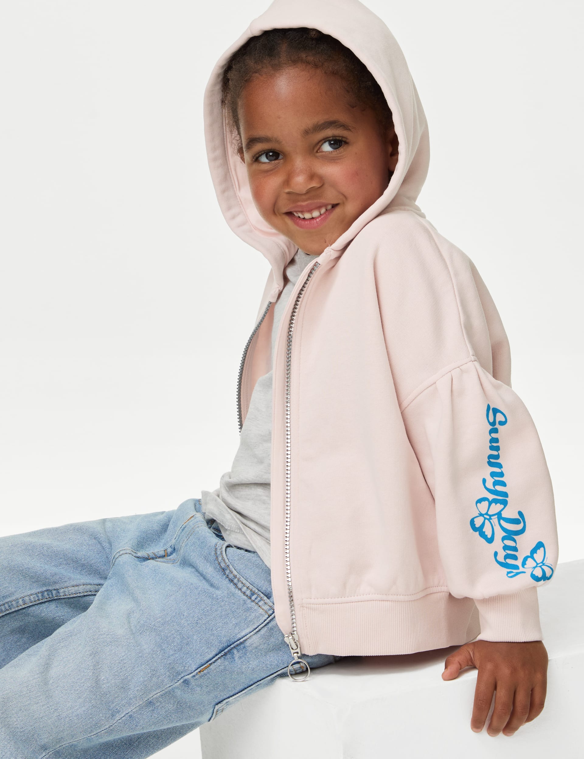 Cotton Rich Zip Slogan Hoodie (2-8 Yrs) | M&S Collection | M&S