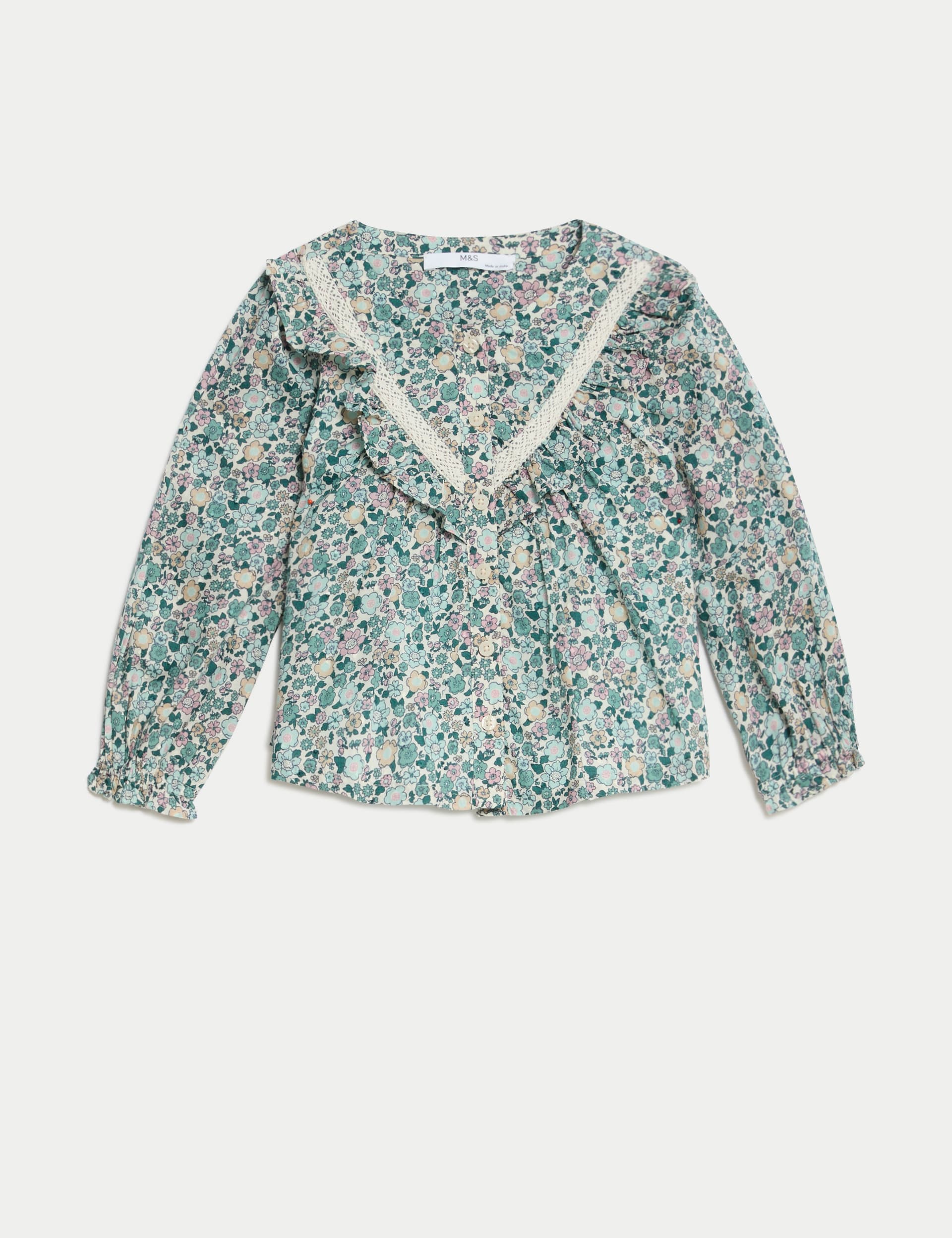 Pure Cotton Floral Top (2-8 Yrs)