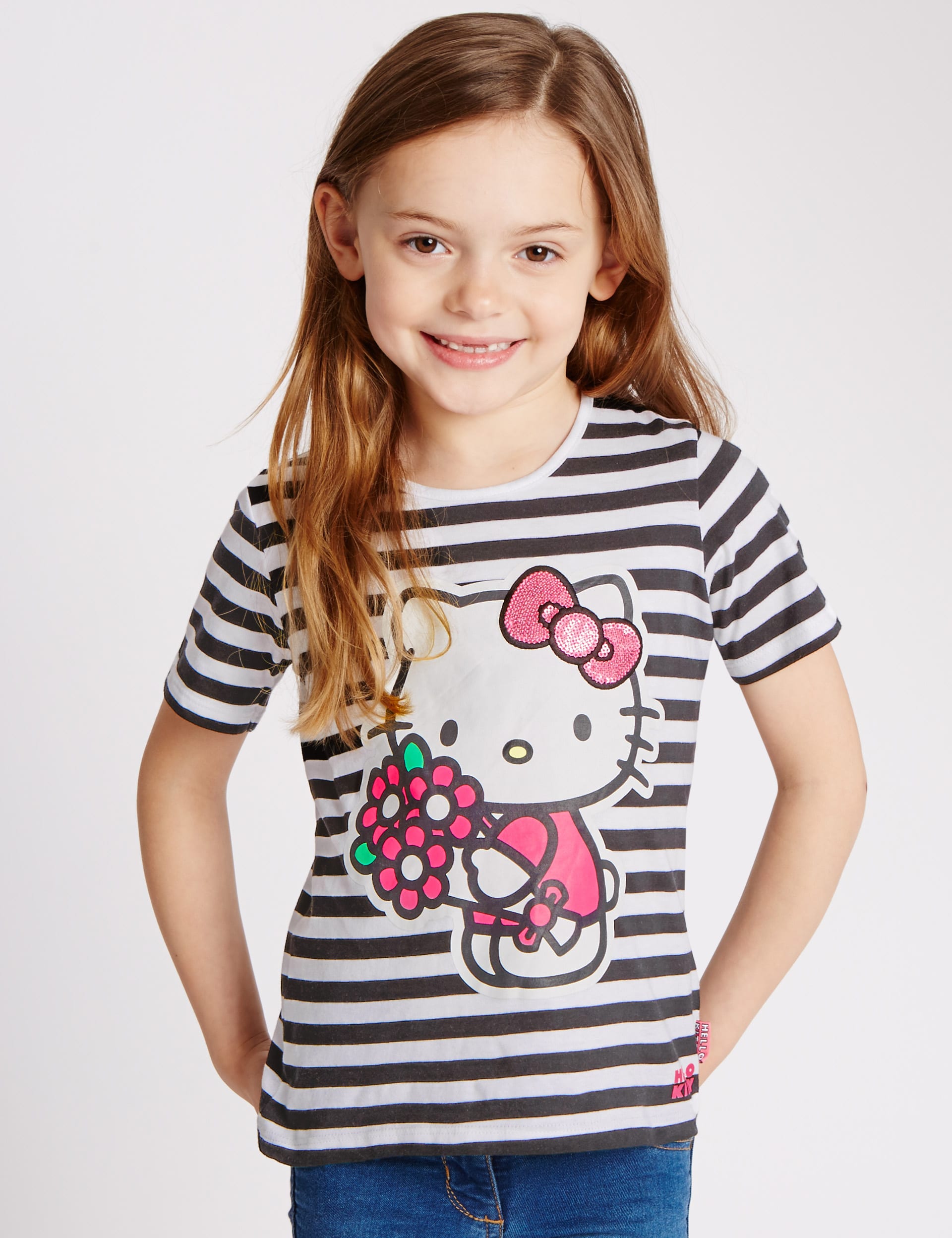 Hello Kitty Pure Cotton Striped T-Shirt (1-7 Years) Image 2 of 3