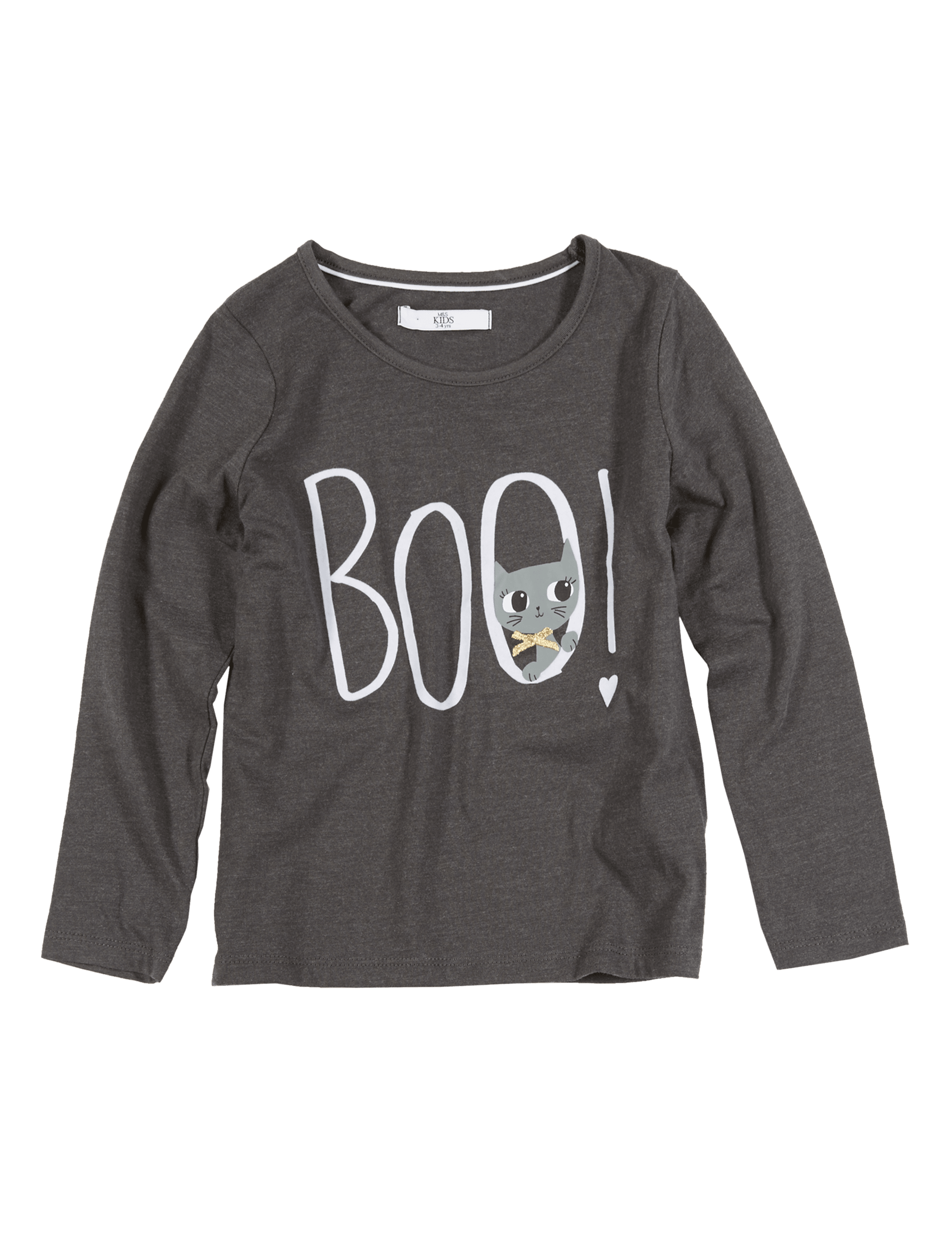 Cotton Rich Boo! Slogan T-Shirt (1-7 Years) Image 2 of 3