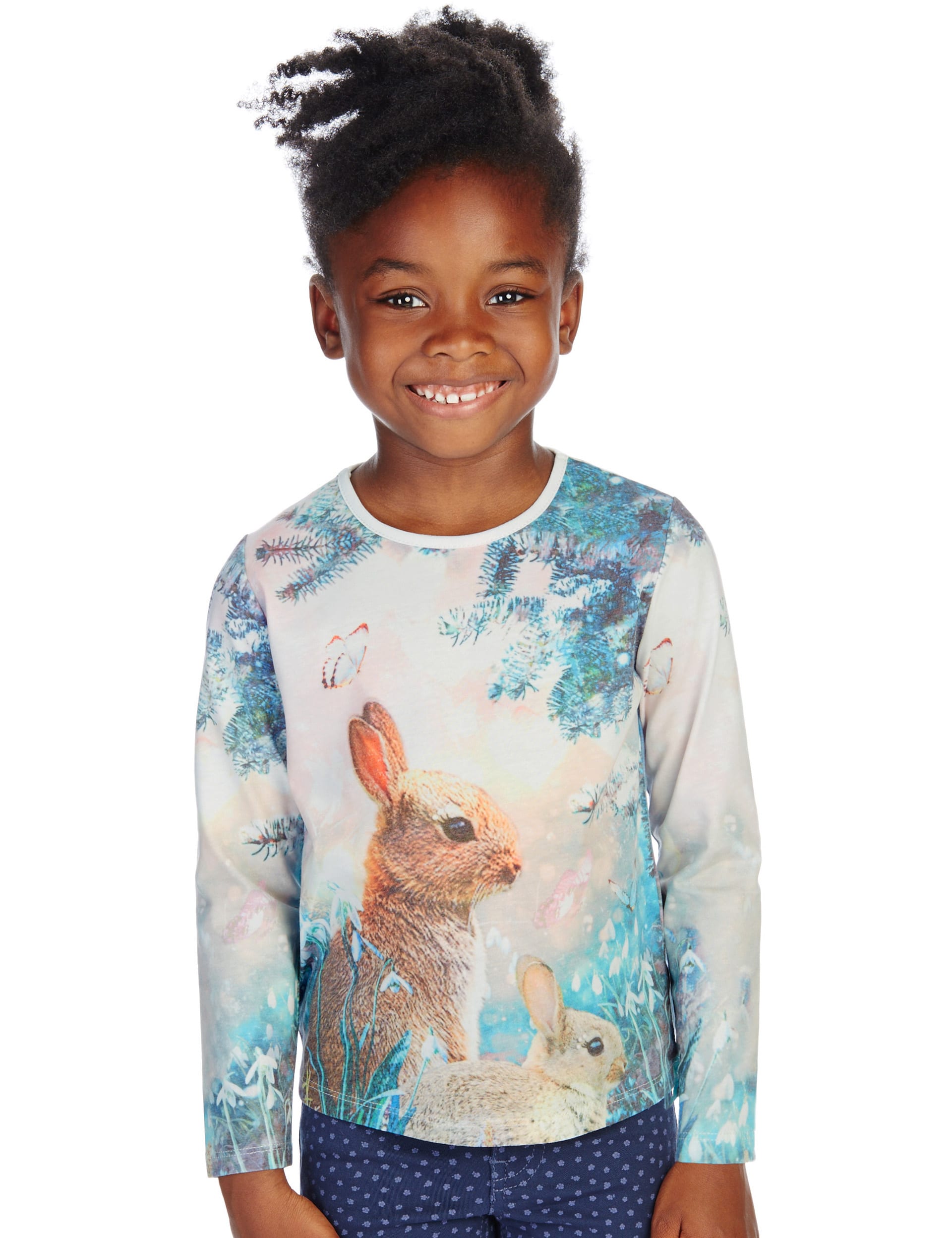 Long Sleeve Rabbit Print T-Shirt (1- 7 Years) Image 2 of 3
