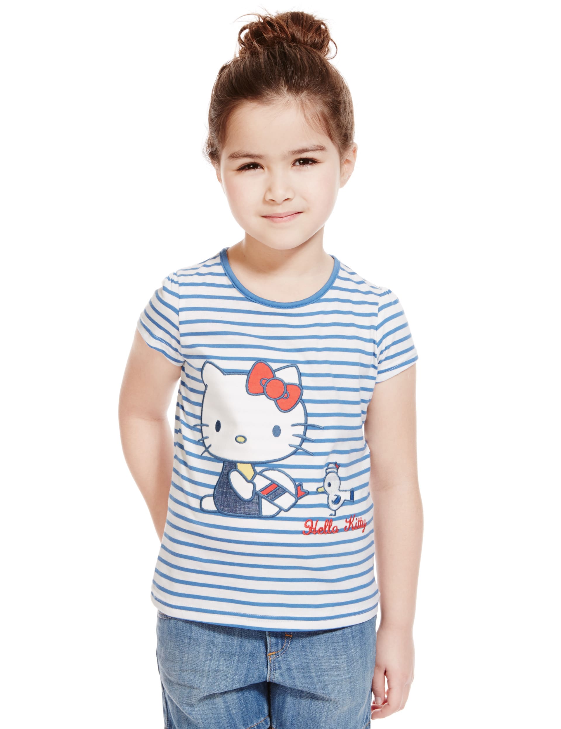 Hello Kitty Pure Cotton Striped T-Shirt with StayNEW™ (1-7 Years) Image 2 of 3