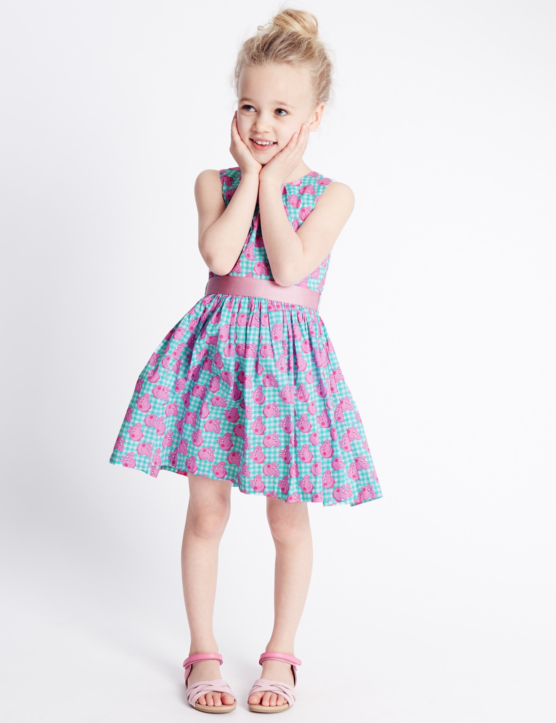 Pure Cotton Peppa Pig™ Prom Dress with Belt (1-7 Years) Image 2 of 4