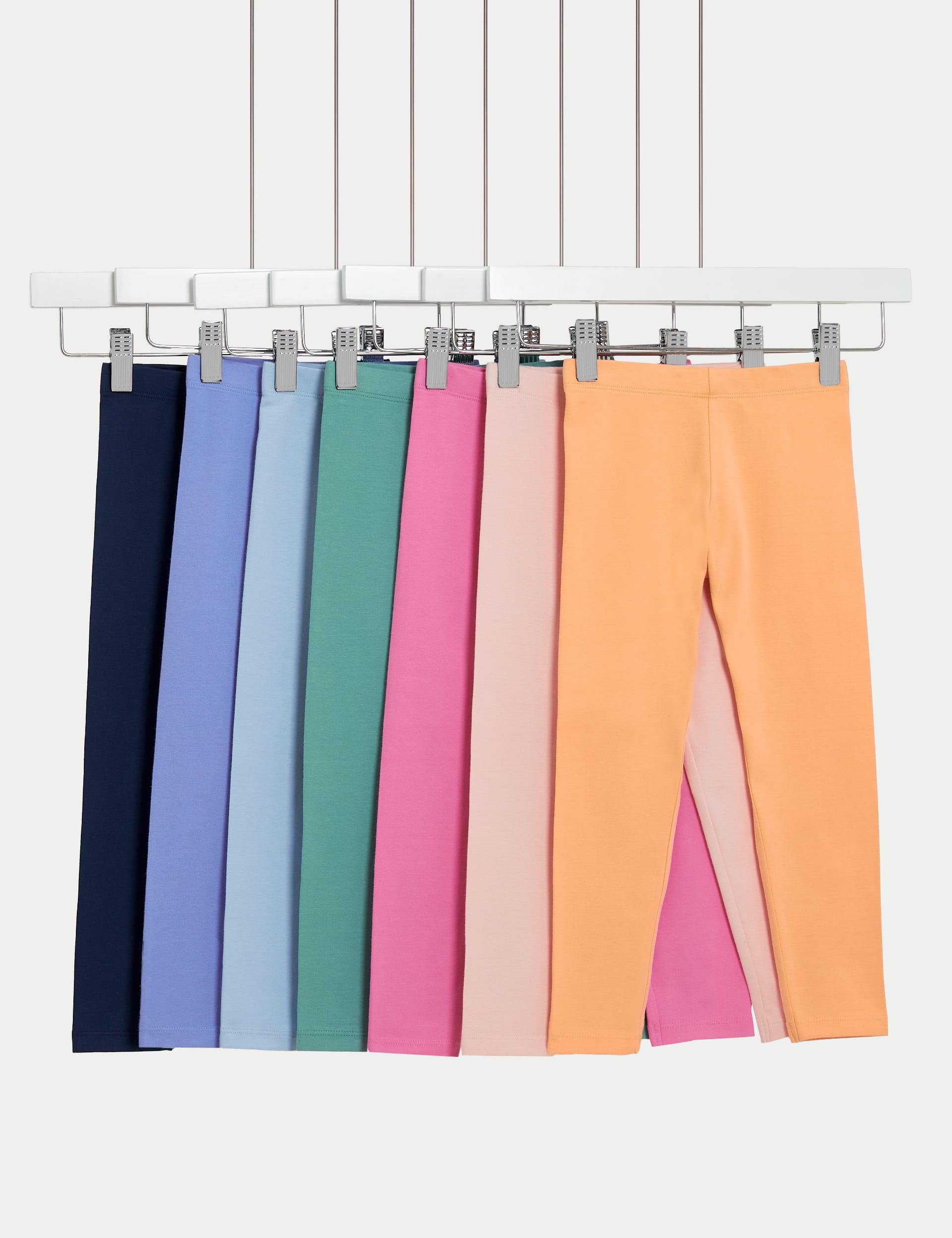 7pk Cotton Rich Plain Leggings (2-8 Yrs)