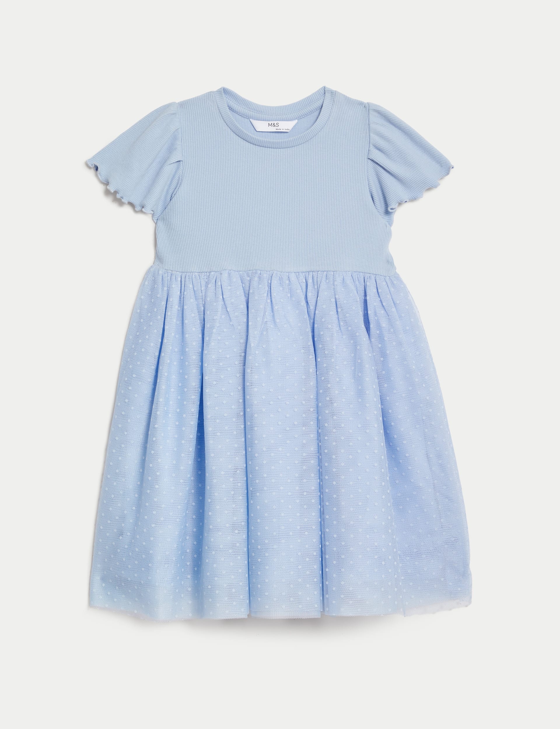 Cotton Rich Tulle Spotted Dress (2-8 Yrs)