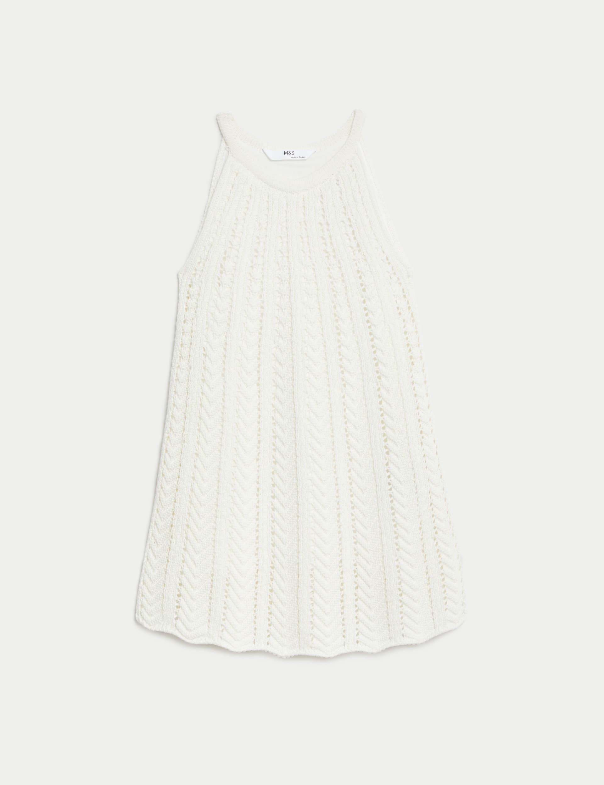 Pure Cotton Knitted Halter Neck Dress (2-8 Yrs)