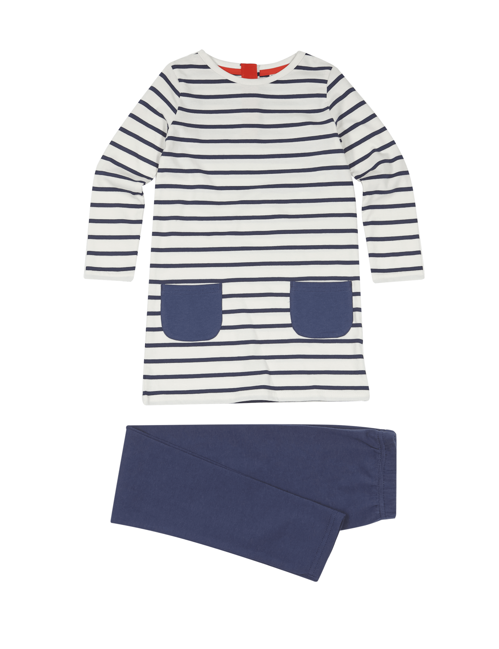 2 Piece Cotton Rich Striped Dress & Leggings Outfit (1-7 Years) Image 2 of 3