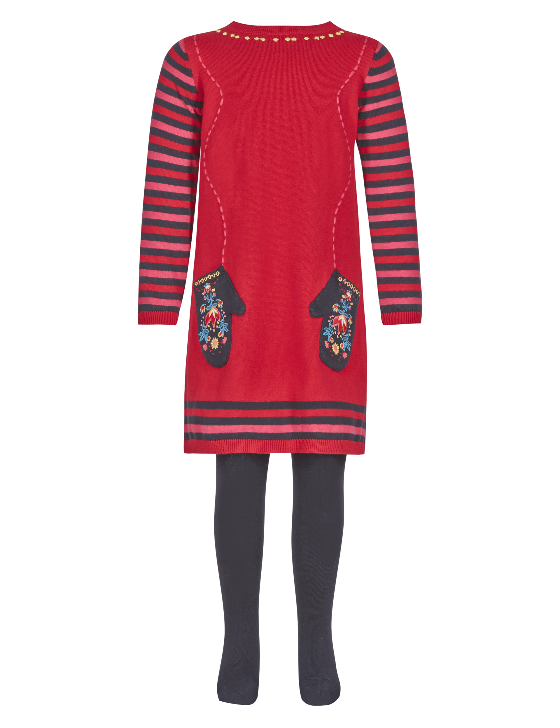 Cotton Rich Mittens Pocket Dress & Tights Outfit with StayNEW™ (1-7 Years) Image 2 of 3
